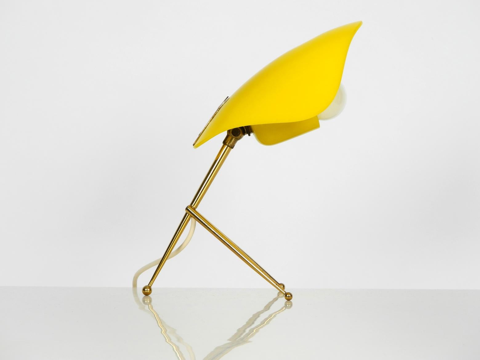 Mid-20th Century Mid-Century Modern Table Lamp with Acrylic Glass Lampshade, Brass Tripod Frame