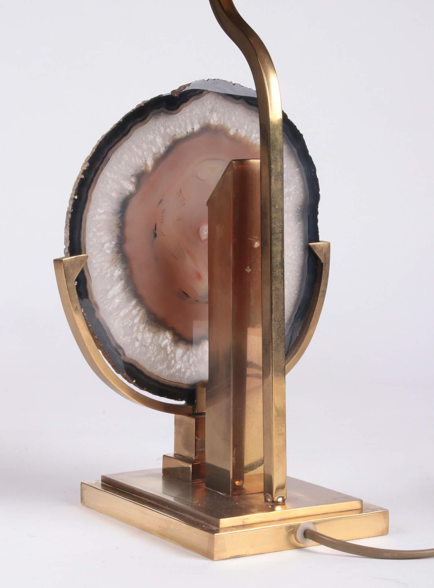 Mid-Century Modern Table Lamp with Agate Attributed to Willy Daro 7