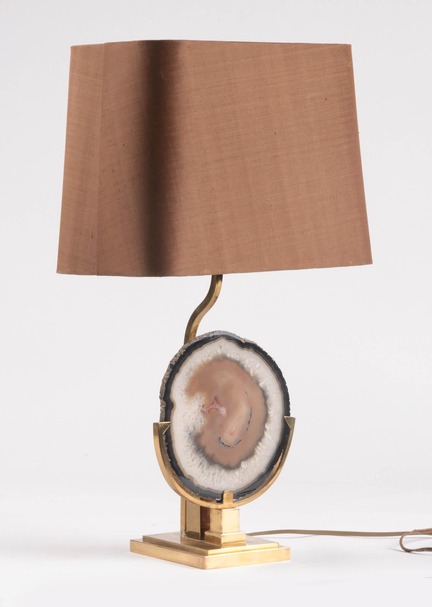20th Century Mid-Century Modern Table Lamp with Agate Attributed to Willy Daro