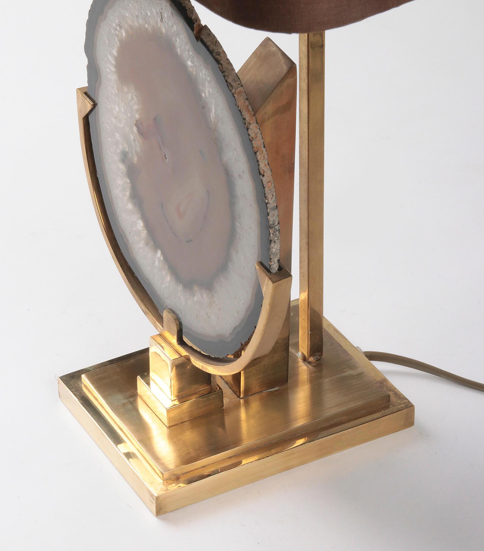 Mid-Century Modern Table Lamp with Agate Attributed to Willy Daro 2