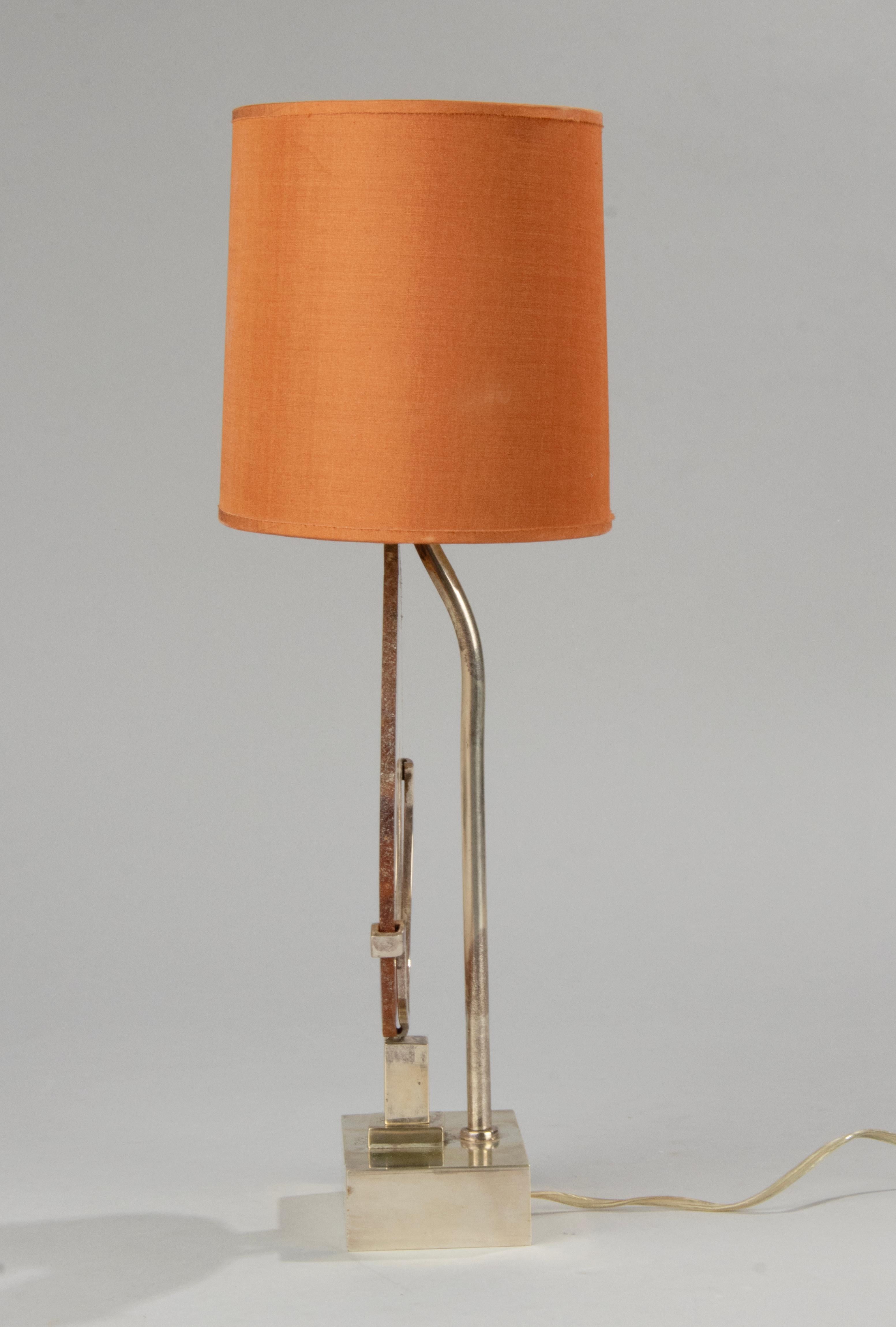 Lampe de bureau moderne du milieu du siècle dernier avec plaque minérallique en agate attribuée à Willy Daro en vente 4
