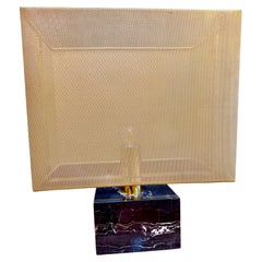 Mid-Century Modern Table Lamp with Brass Mesh Shade & Marble Base