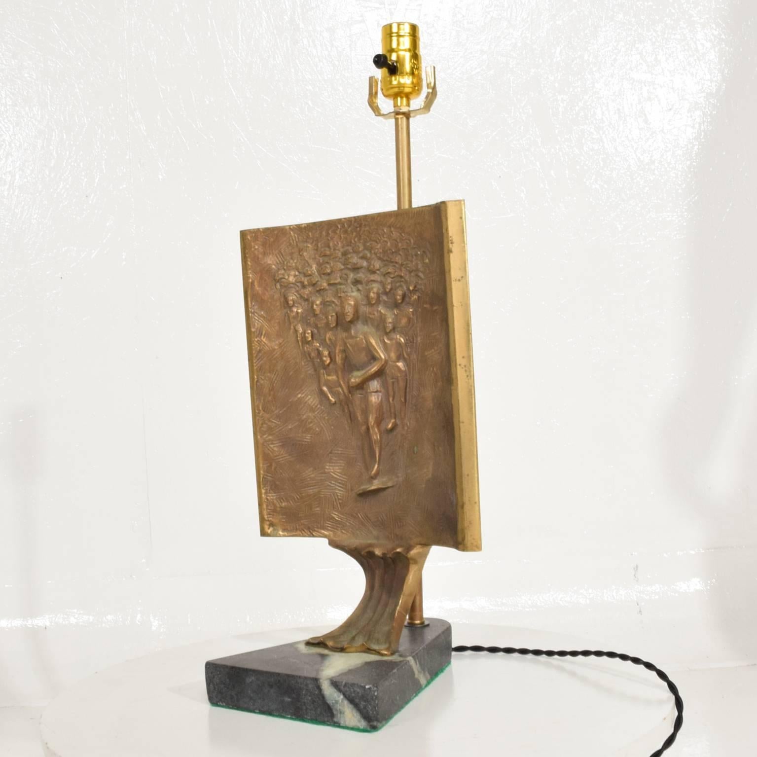 Mid-20th Century Mid-Century Modern Table Lamp with Italia Bronze Brutalist Sculpture