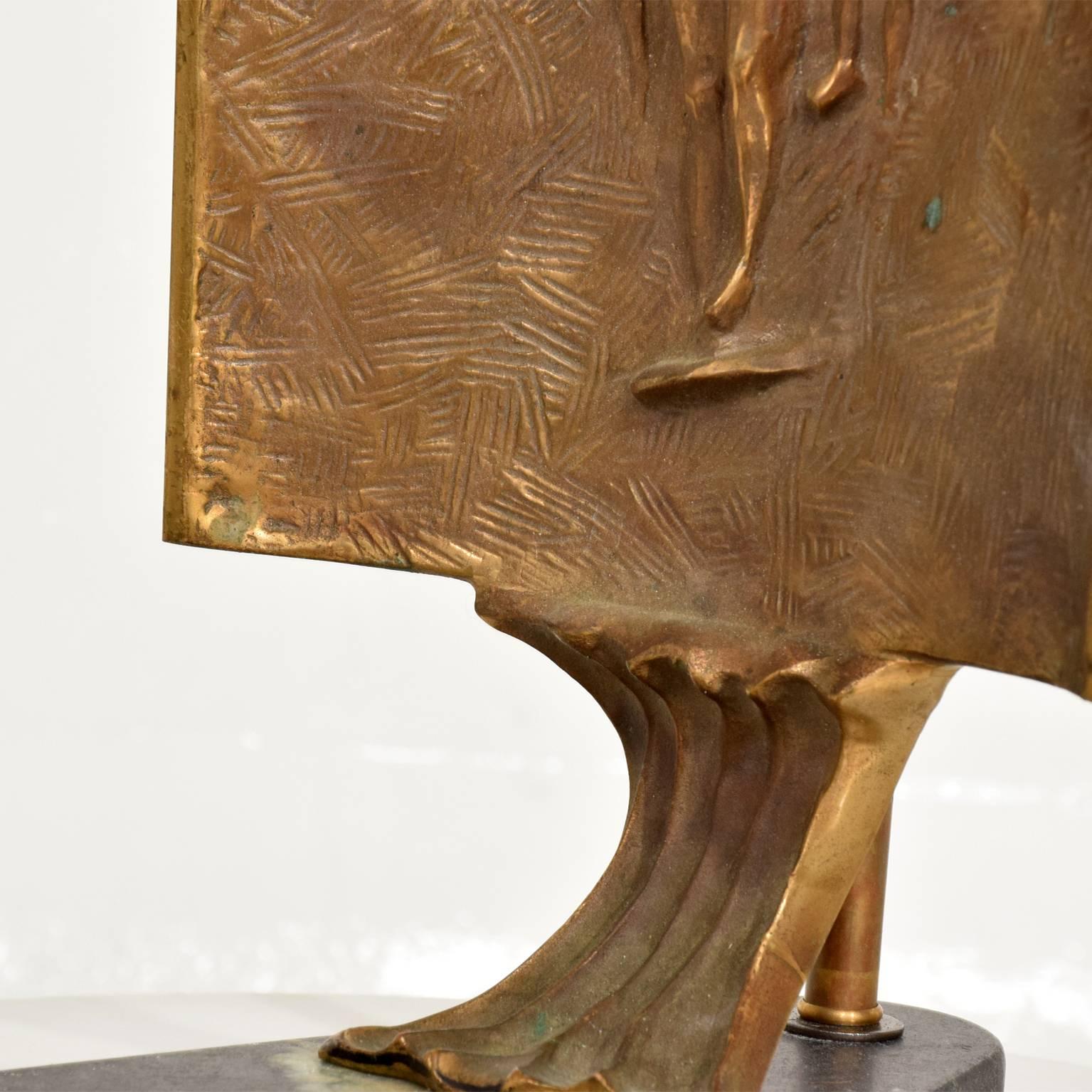 Mid-Century Modern Table Lamp with Italia Bronze Brutalist Sculpture 2