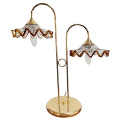 Mid Century Modern Table Lamp with Murano Glass Shades by Mazzega, Italy 1970s