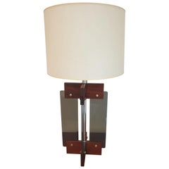 Mid-Century Modern Table Lamp with Plexiglas Glass Detail
