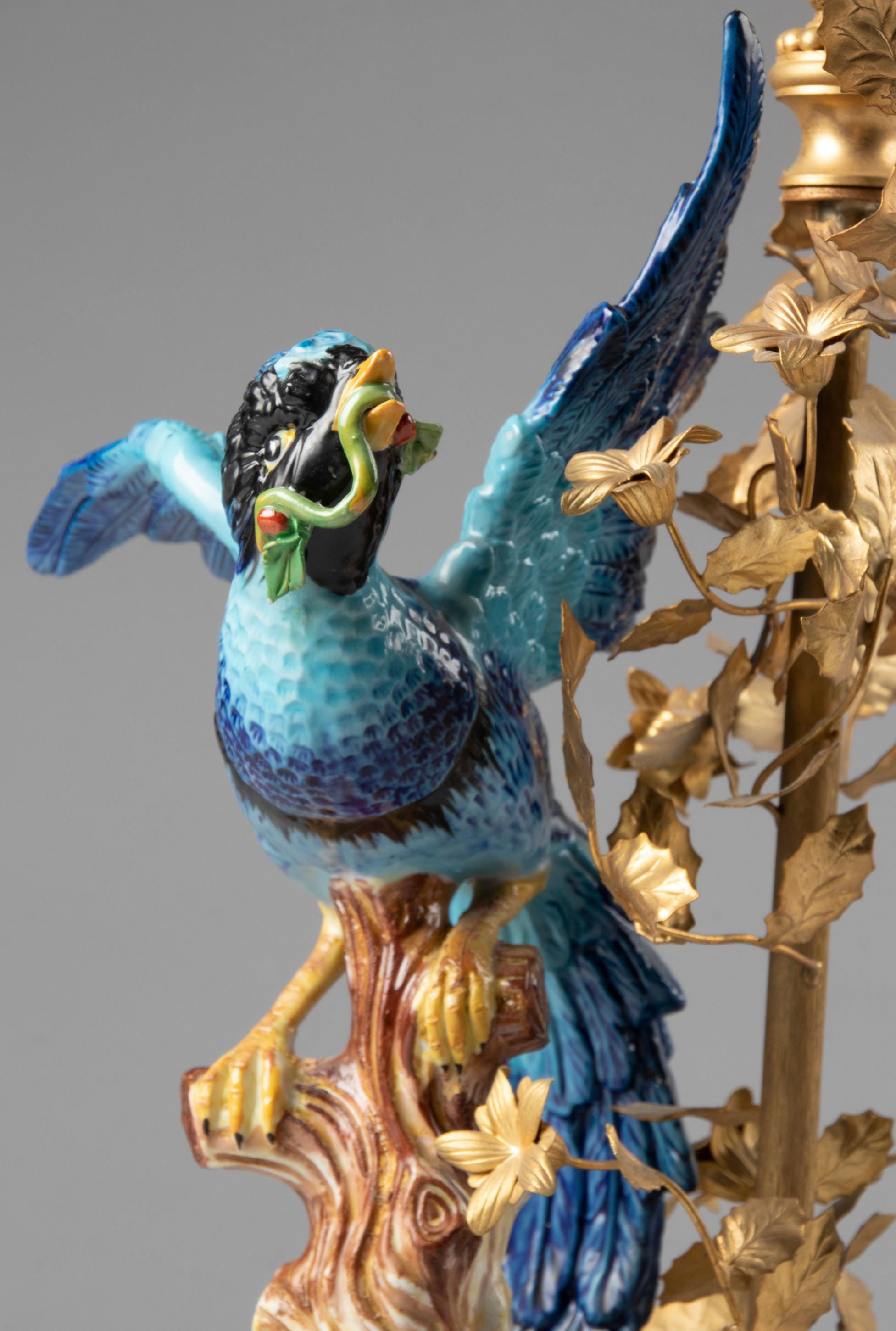 Mid-Century Modern Table Lamp with Sèvres Ceramic Parrot For Sale 5