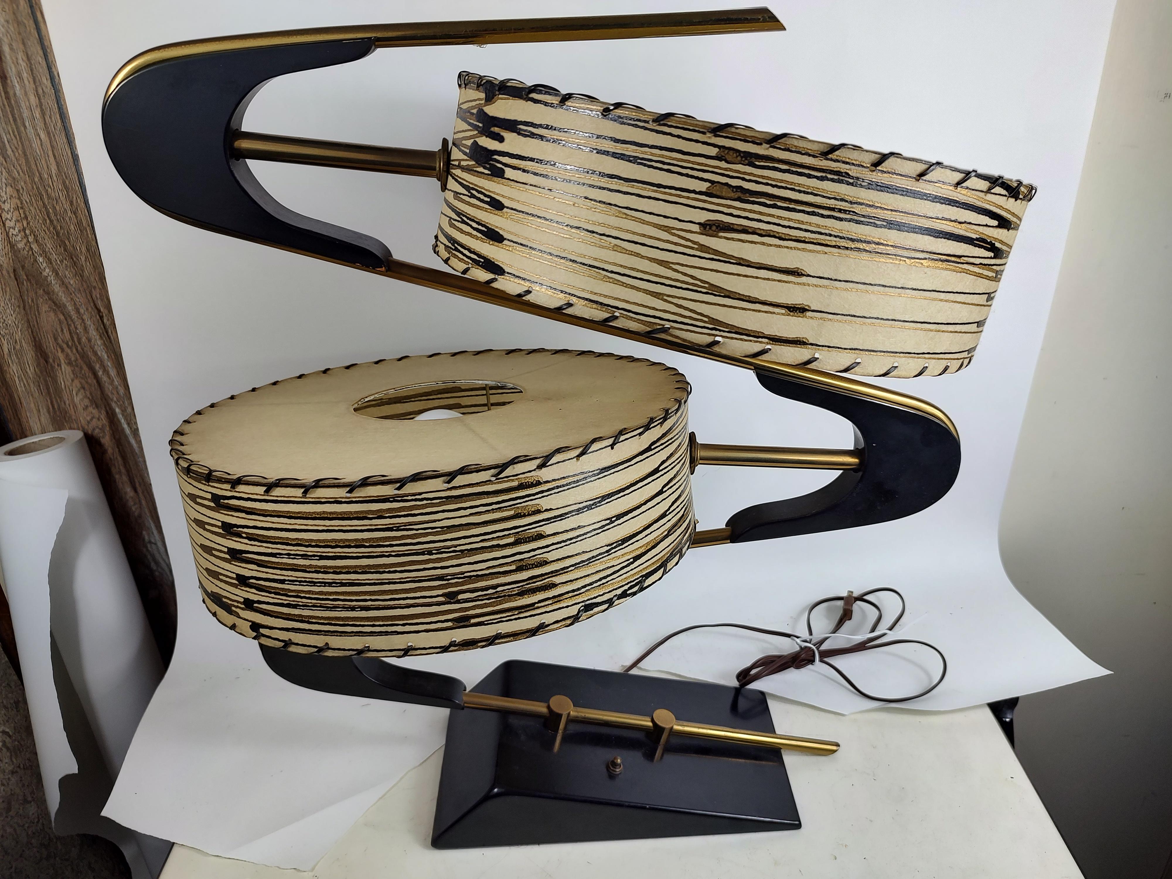 Mid-Century Modern Table Lamp with Tambourine Shades by Majestic Lamp Co. 3