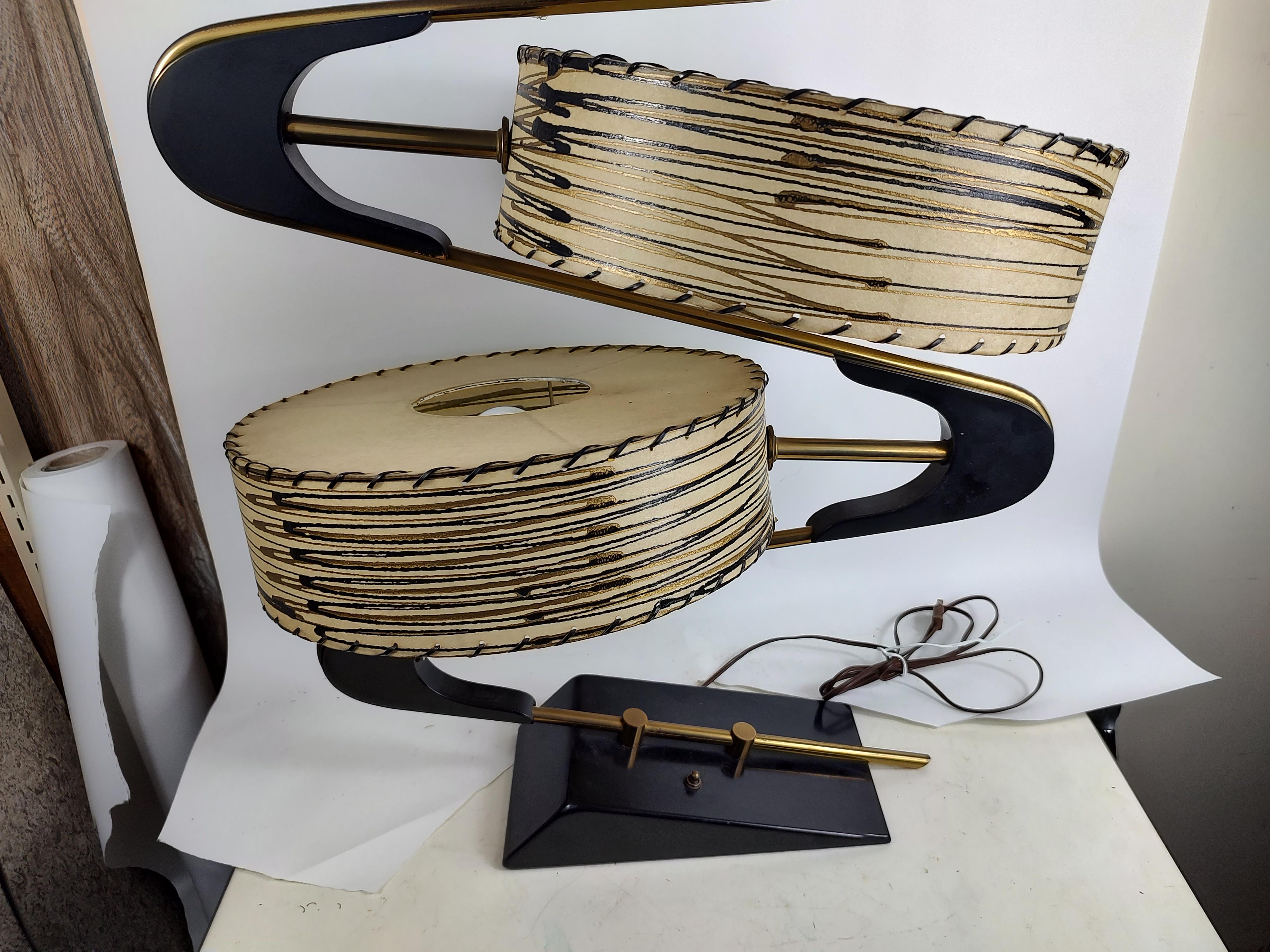 Mid-Century Modern Table Lamp with Tambourine Shades by Majestic Lamp Co. 4
