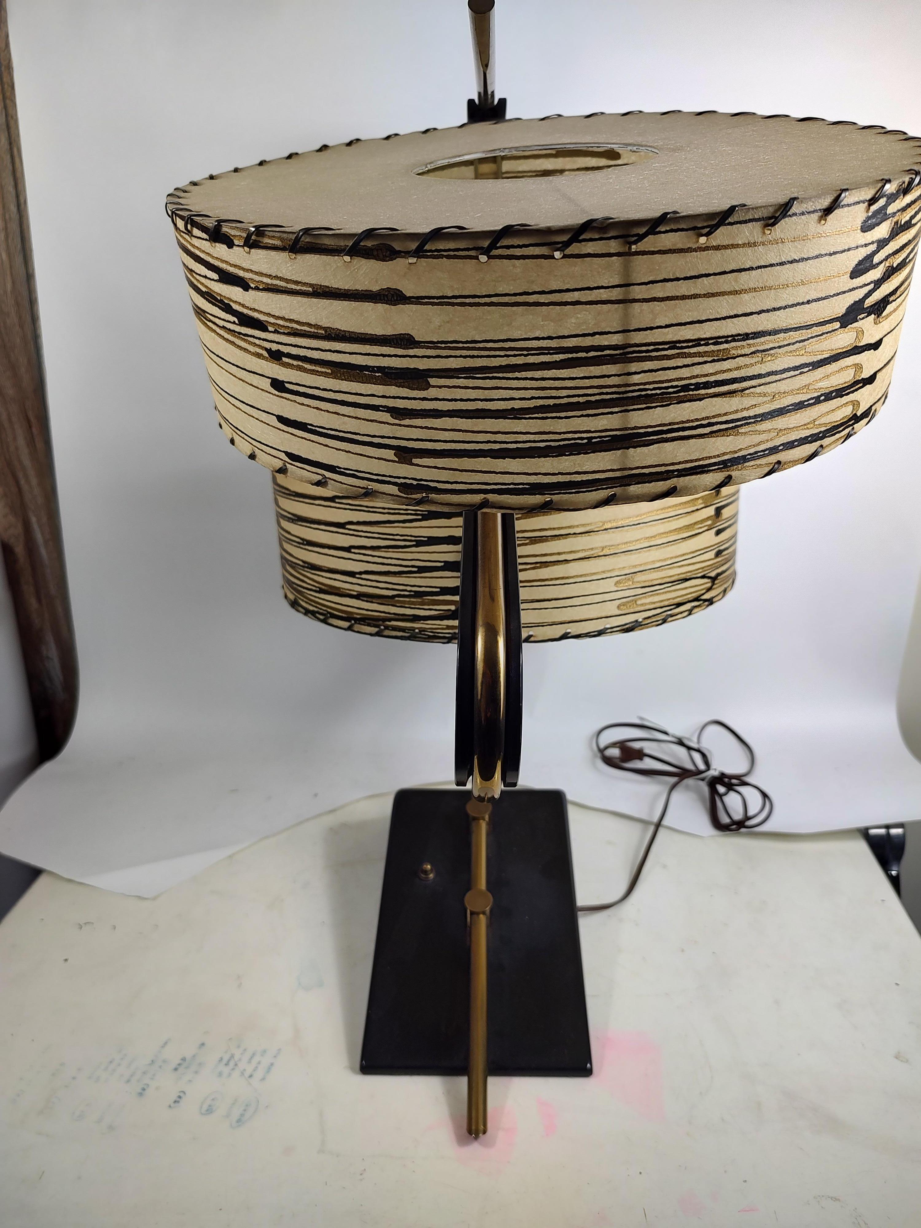 American Mid-Century Modern Table Lamp with Tambourine Shades by Majestic Lamp Co.