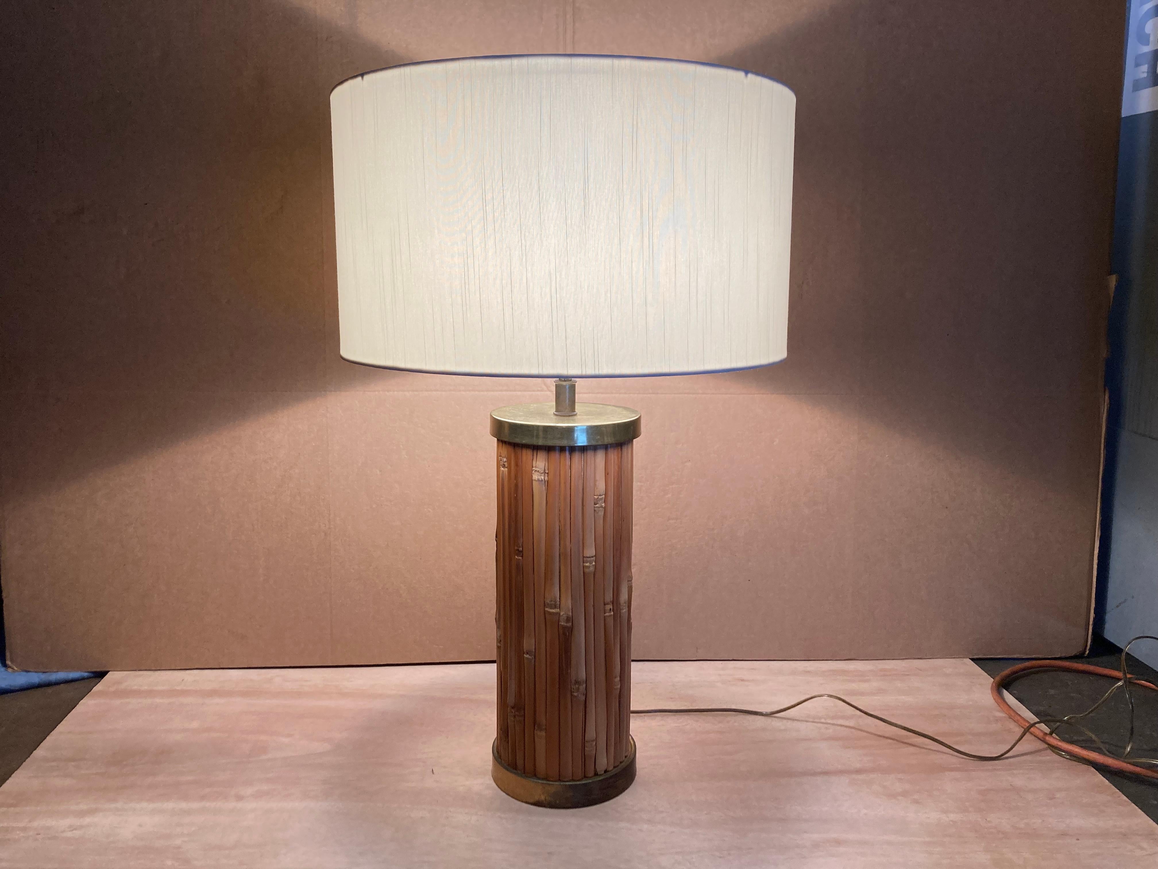 Mid-Century Modern Table Lamps, Brass and Bamboo  5