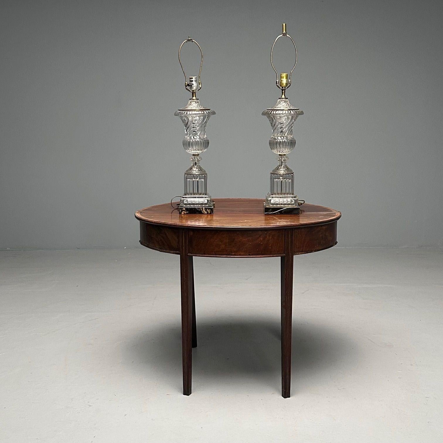 Lampes de table mi-siècle moderne, verre texturé, marbre, 1950 en vente 4