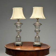 Mid-Century Modern, Table Lamps, Textured Glass, Marble, 1950s