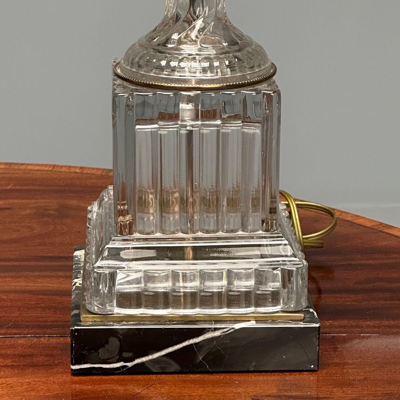 Lampes de table mi-siècle moderne, verre texturé, marbre, 1950 en vente 1