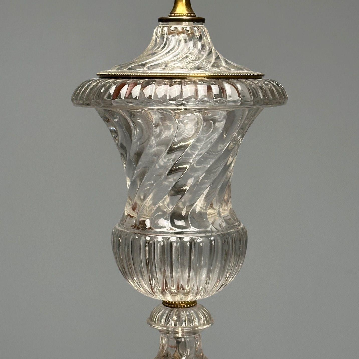Lampes de table mi-siècle moderne, verre texturé, marbre, 1950 en vente 2
