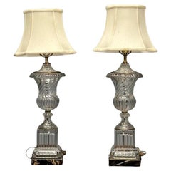 Mid-Century Modern, Tischlampen, strukturiertes Glas, Marmor, 1950er Jahre