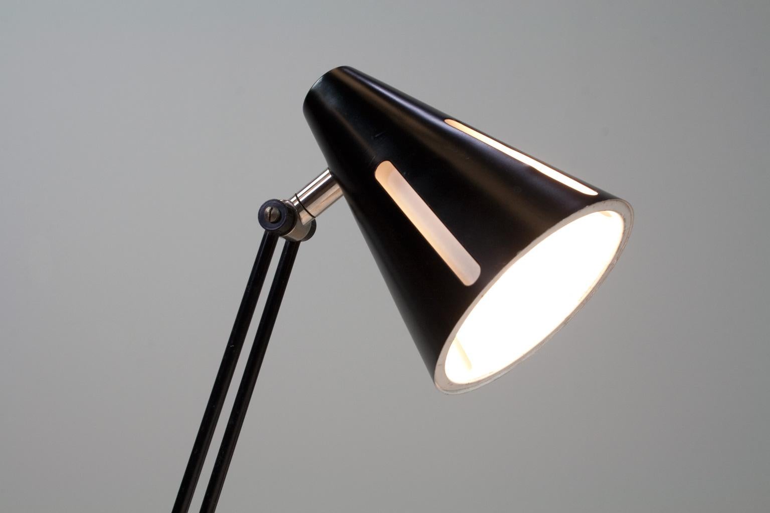 Lacquered Mid-Century Modern Table Light Black and White by Busquet Hala Sun Series 1955