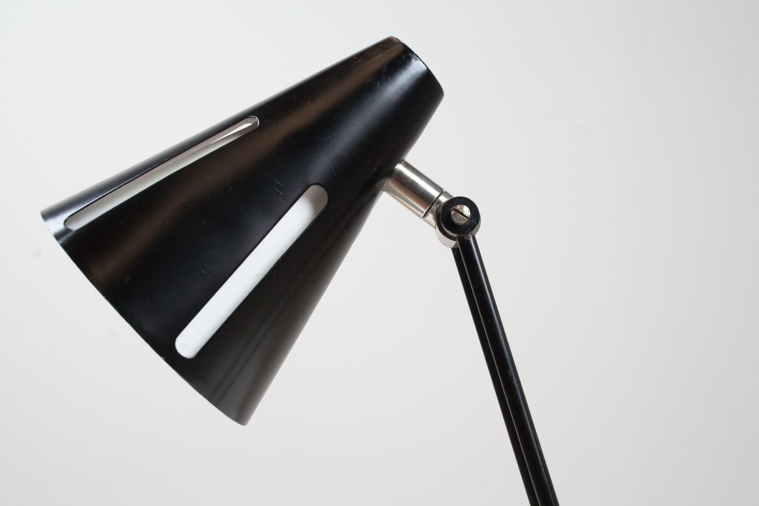 Metal Mid-Century Modern Table Light Black and White by Busquet Hala Sun Series 1955