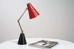 Mid-Century Modern Table Light Red and Black by Busquet Hala Sun Series, 1955