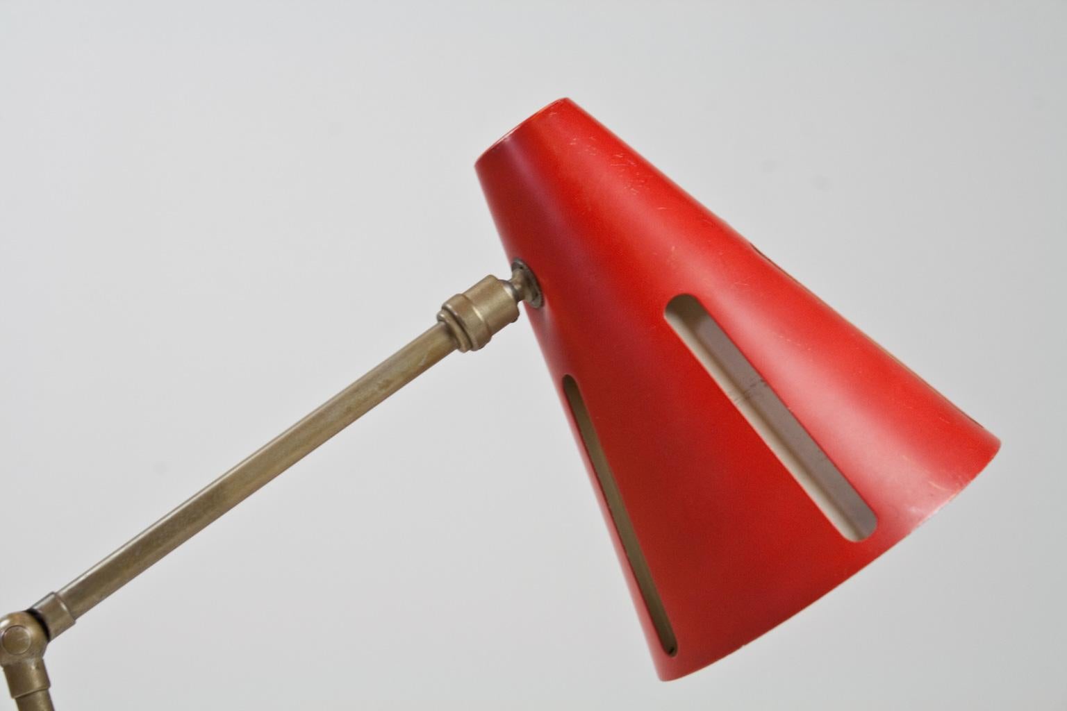 Mid-20th Century Mid-Century Modern Table Light Red and Black by Busquet Hala Sun Series, 1955 For Sale