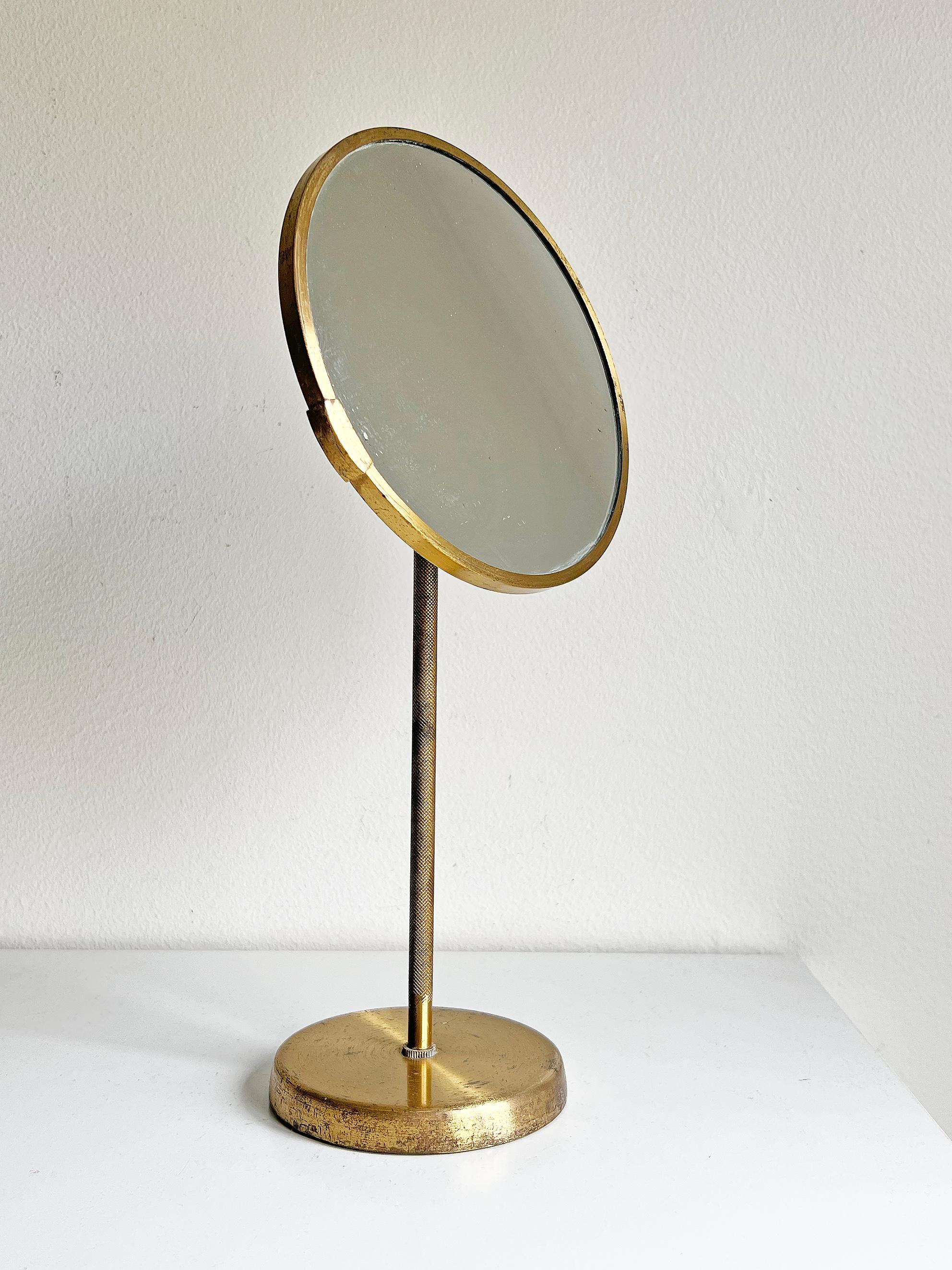 20th Century Mid-Century Modern Table Mirror in Brass, circa 1950s For Sale