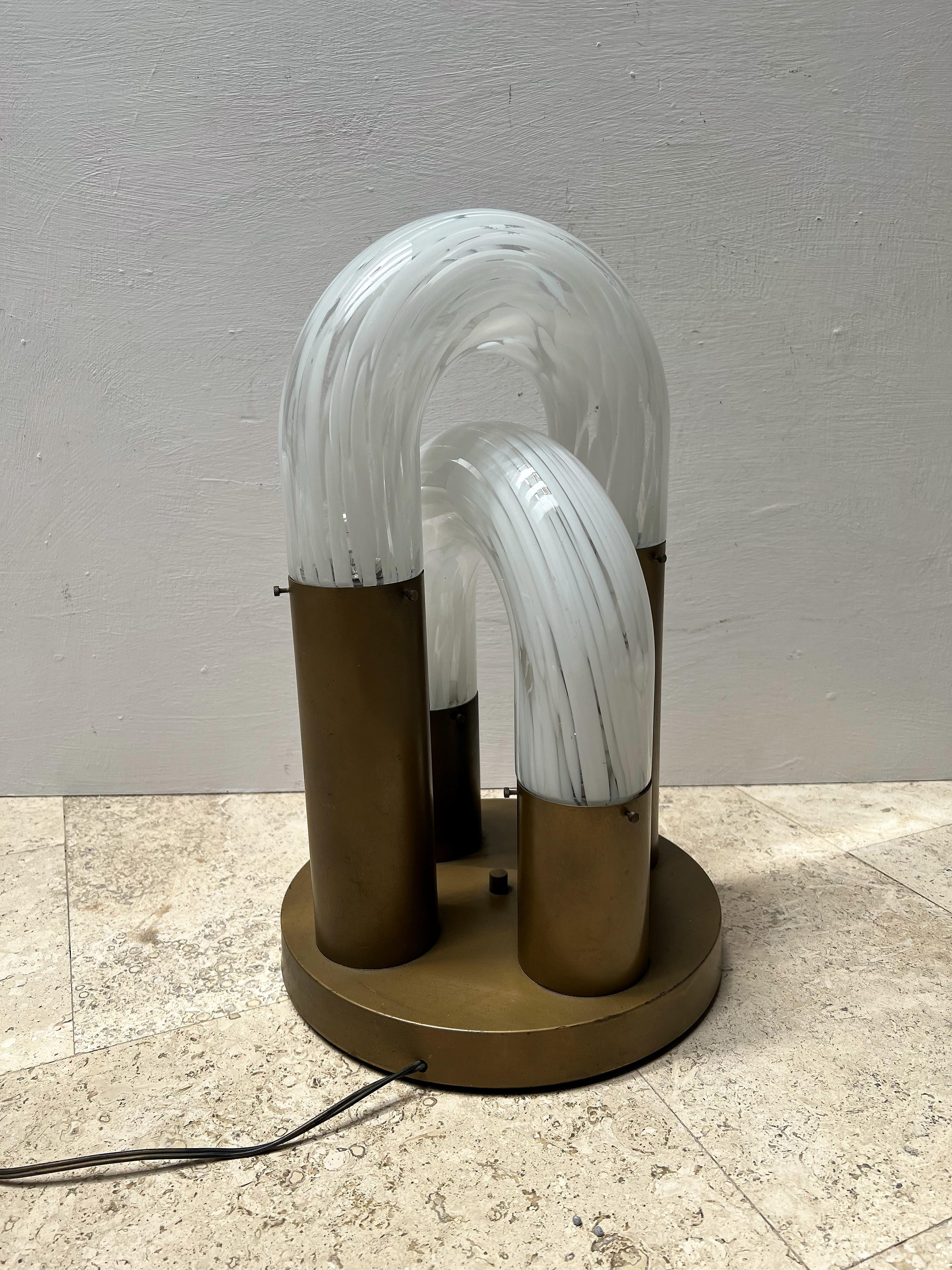 Ère spatiale Lampe de table ou lampe encastrée moderne du milieu du siècle dernier par Aldo Nason, Mazzega, Murano, vers 1968 en vente