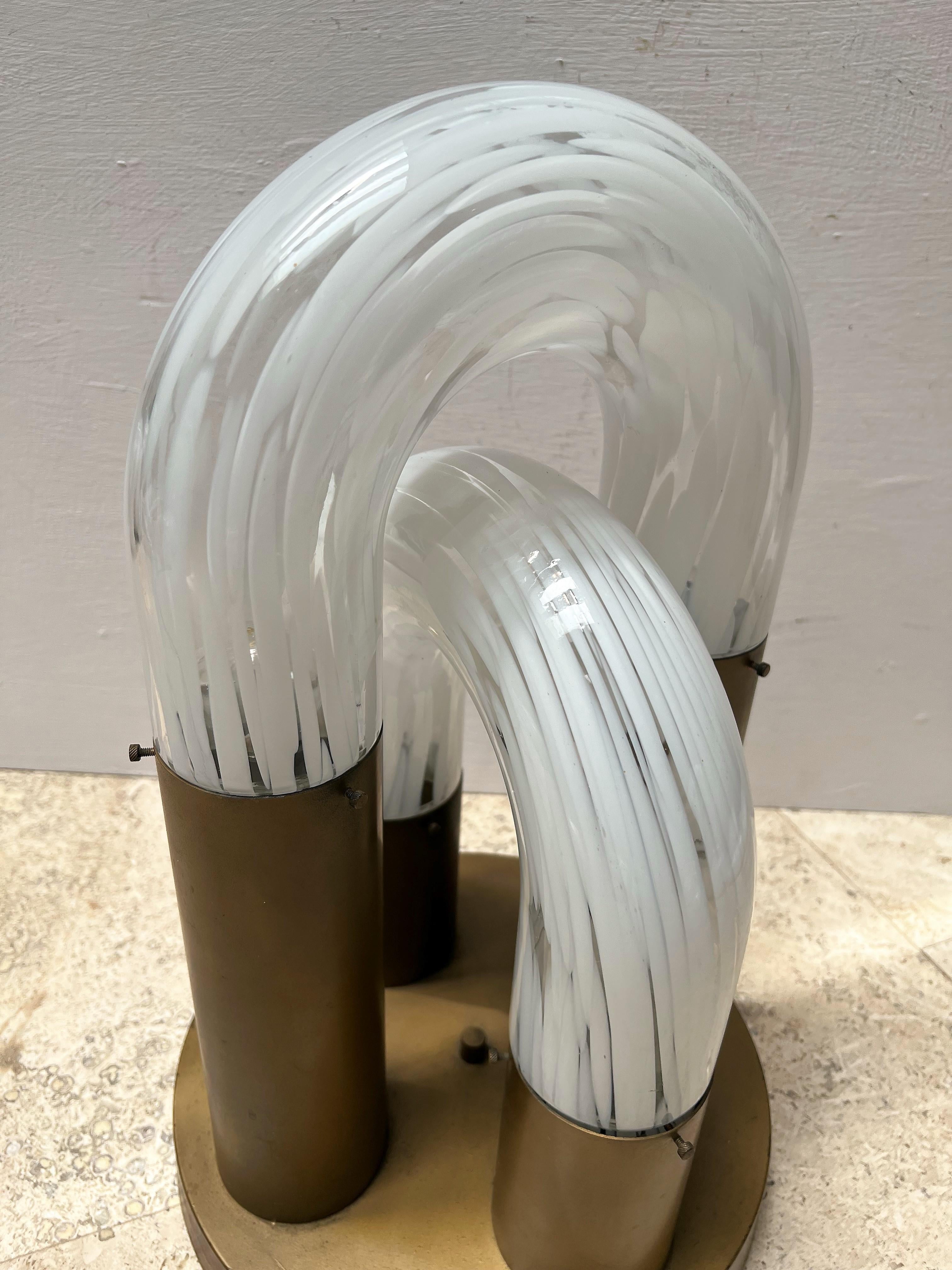 Métal Lampe de table ou lampe encastrée moderne du milieu du siècle dernier par Aldo Nason, Mazzega, Murano, vers 1968 en vente