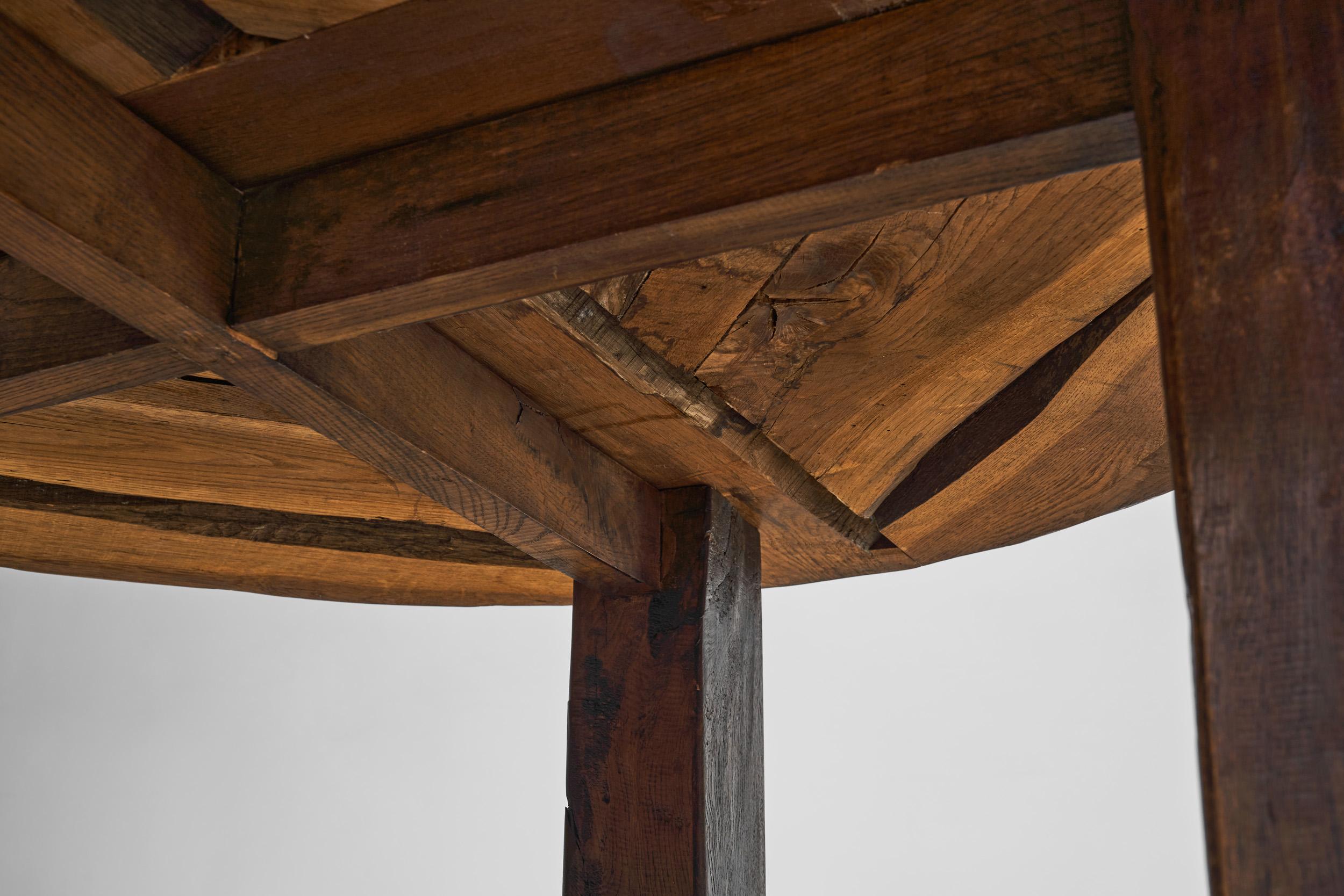 Mid-Century Modern Table with Cross Stretchers, Europe ca 1950s 10