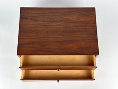Mid Century Modern Tabletop Jewelry Chest of Drawers in Walnut
