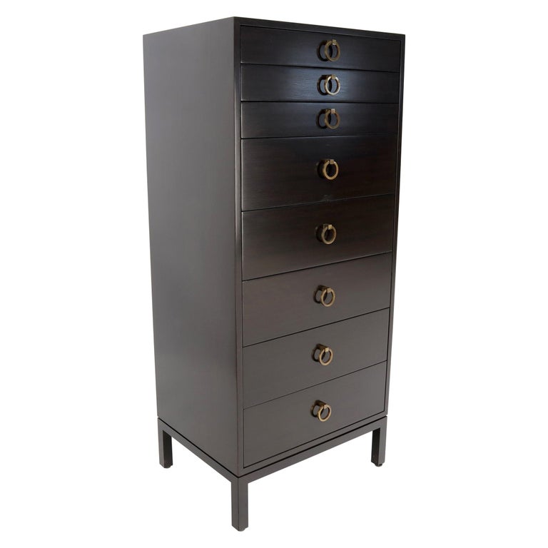 Mid-Century Modern Tall 8 Drawers Ebonized Mahogany Lingerie High Chest  Dresser For Sale at 1stDibs | tall 8 drawer dresser, 8 drawer dresser tall,  black narrow chest of drawers