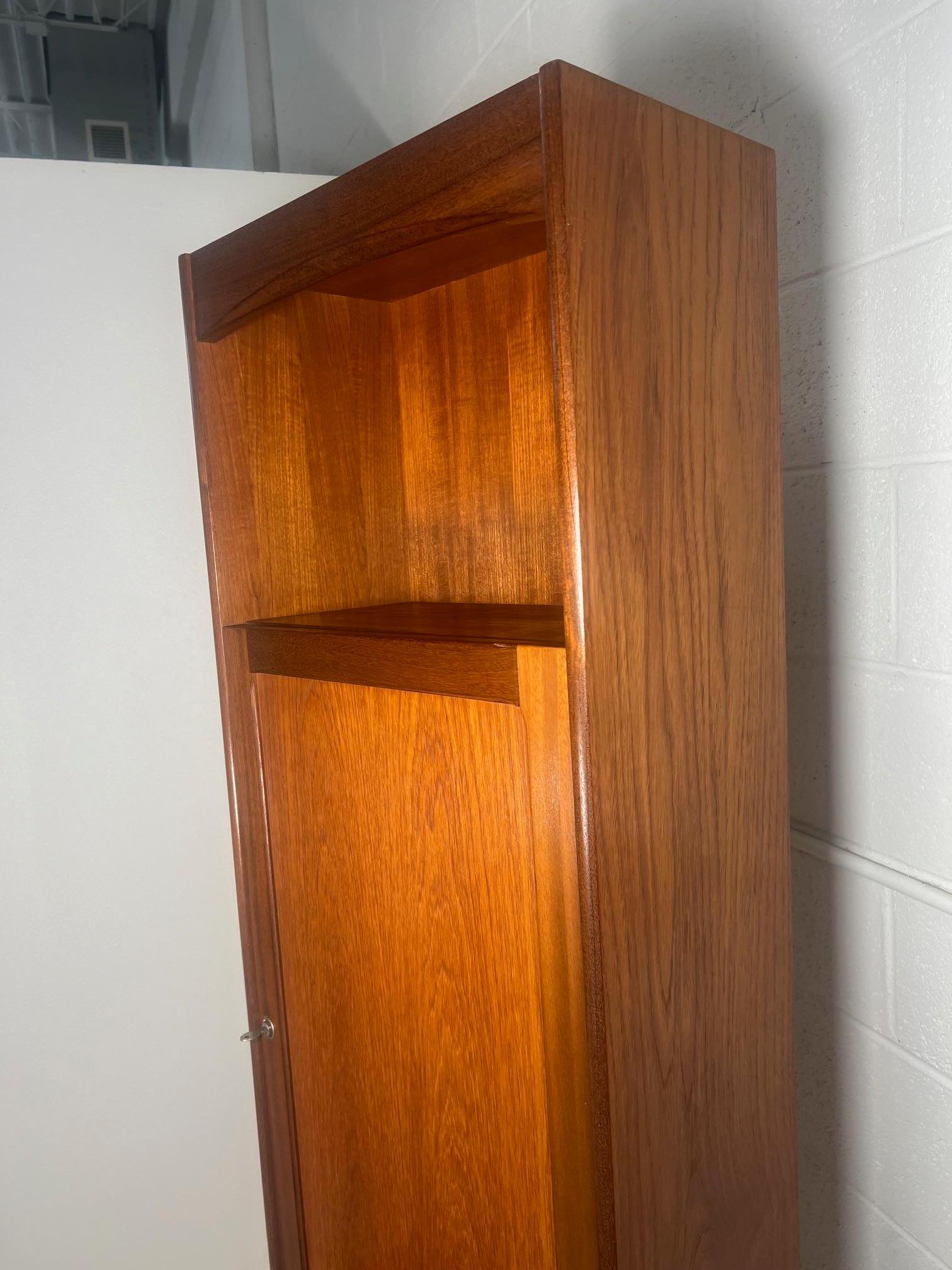 Veneer Mid Century Modern Tall and Narrow Teak Drinks Cabinet By Nathan Furniture UK For Sale