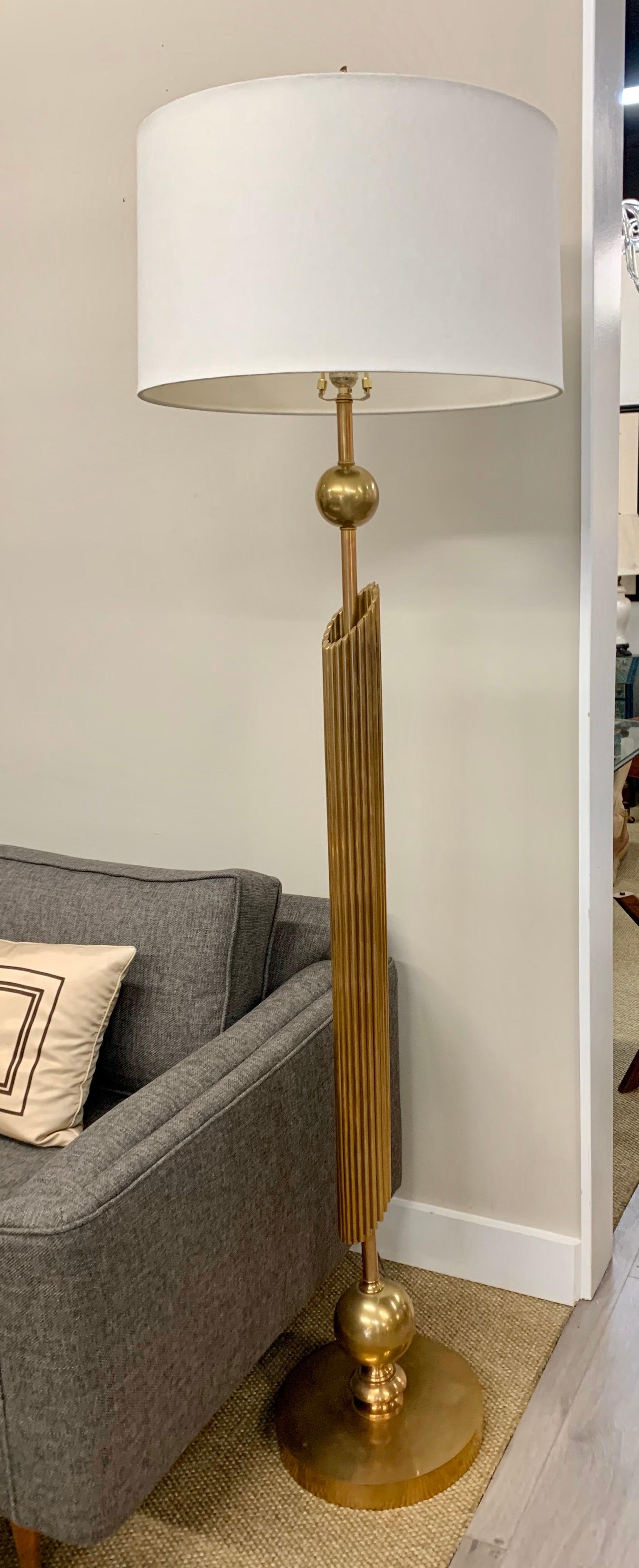Italian Mid-Century Modern Tall Brass Floor Lamp