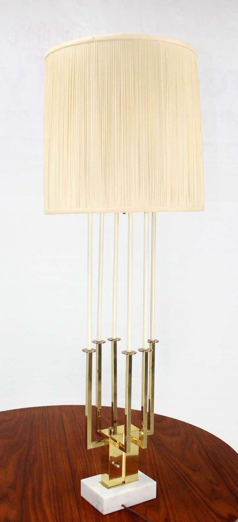Mid-Century Modern Mid Century Modern Tall Brass Marble Base Table Lamp MINT! For Sale