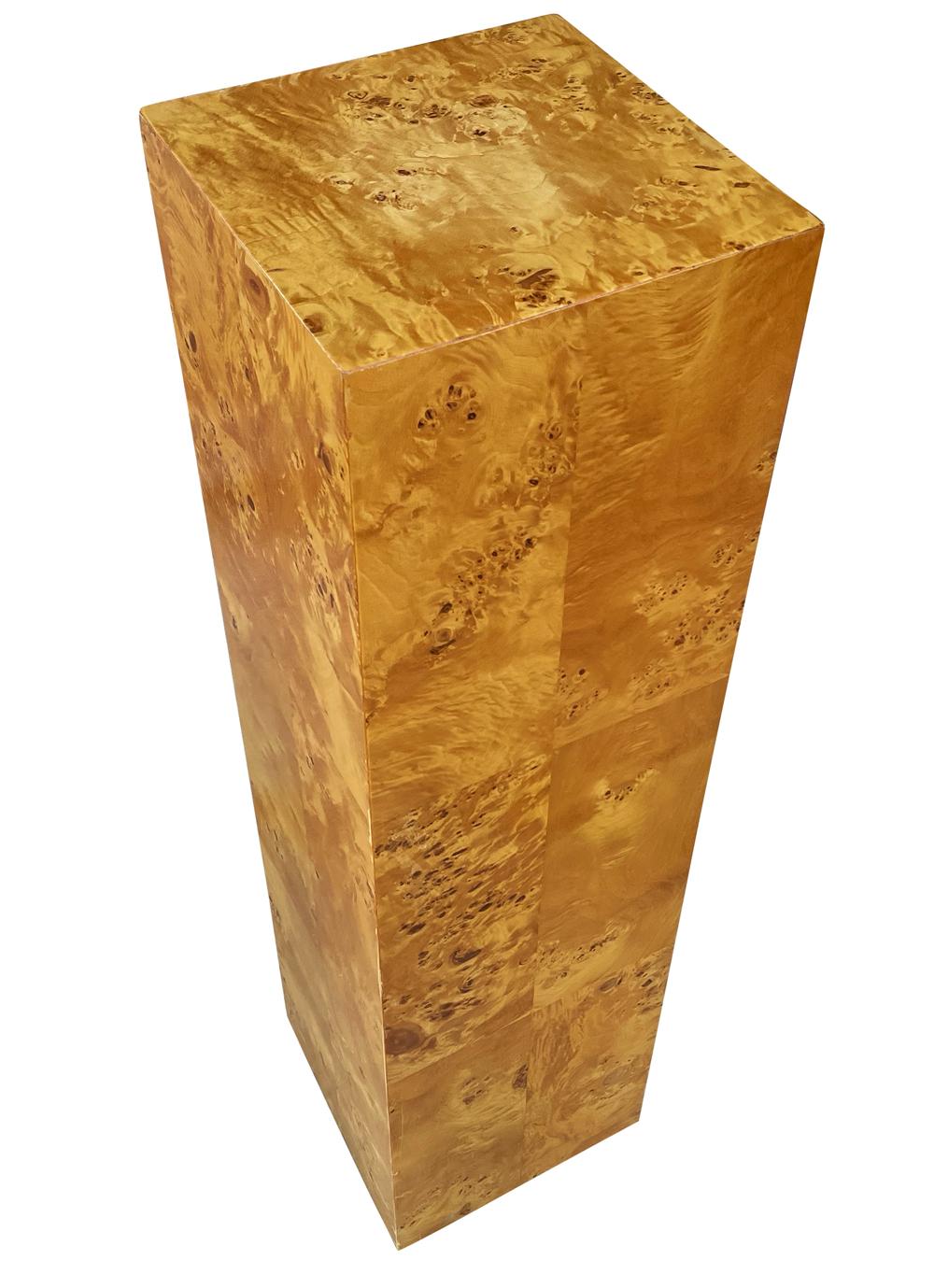 A simple classic pedestal circa 1960's. It features beautiful burl construction in very good condition.