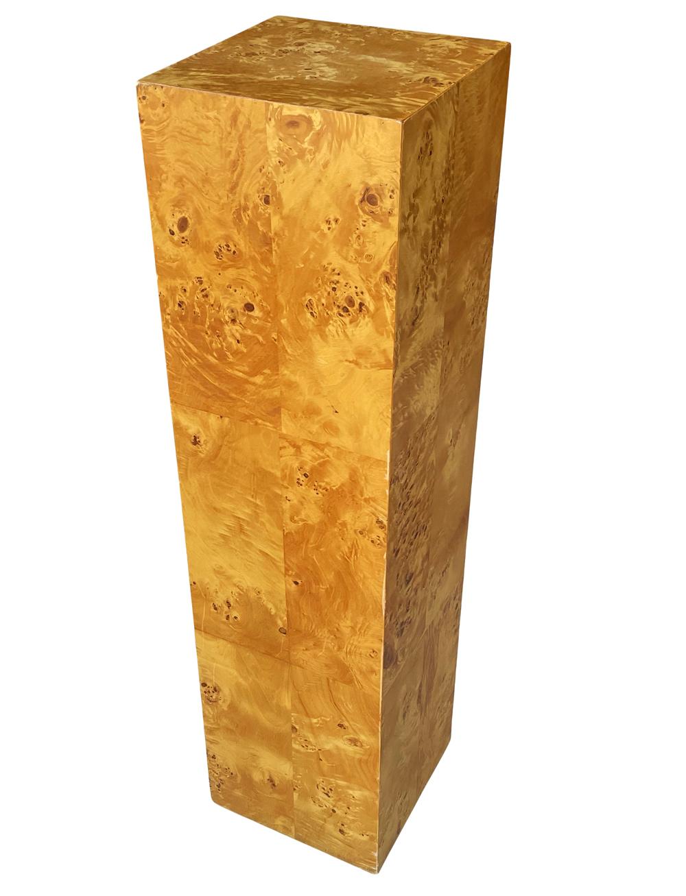 American Mid-Century Modern Tall Burl Pedestal or Side Table 