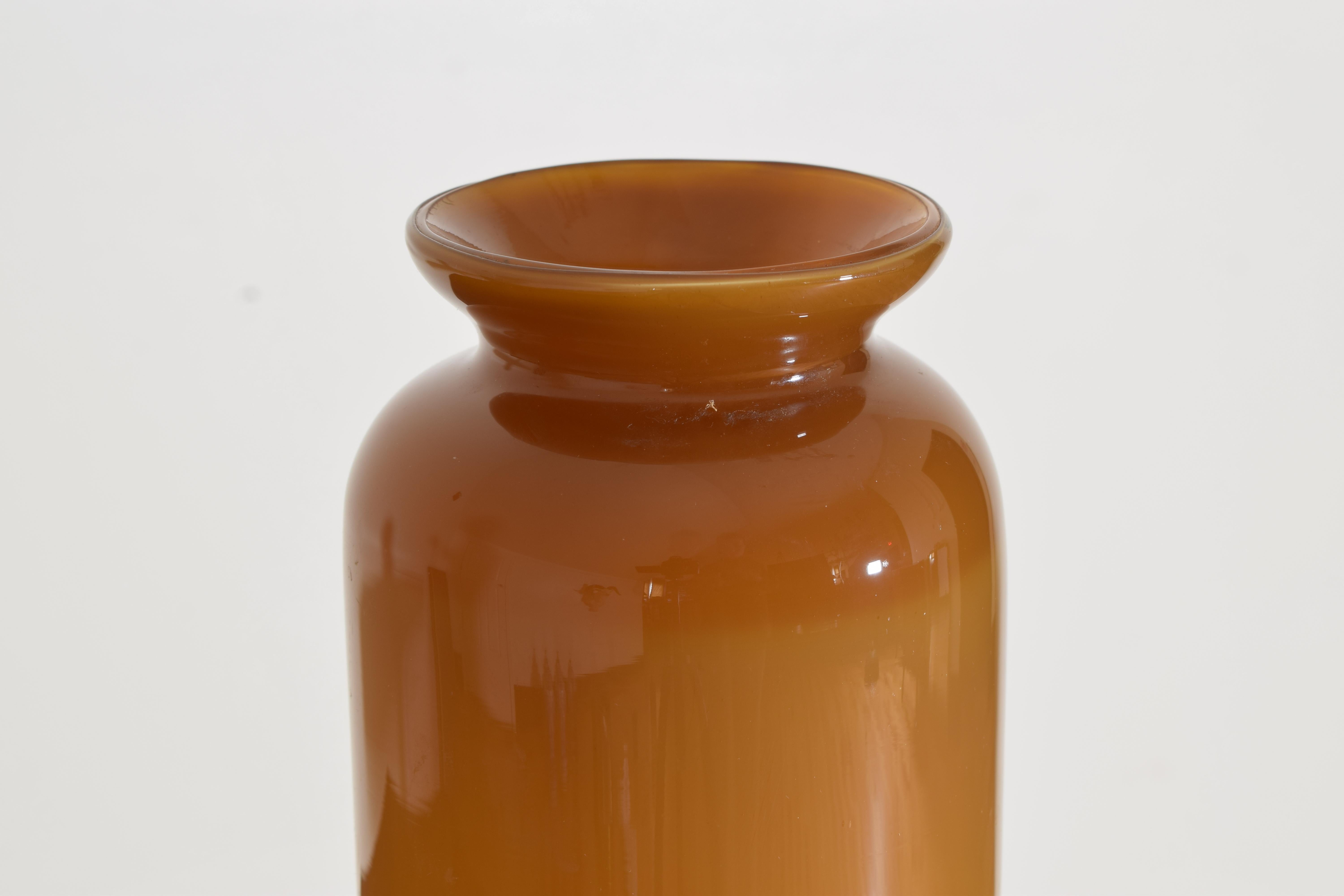 Italian Mid-Century Modern Tall Camel Glass Vase