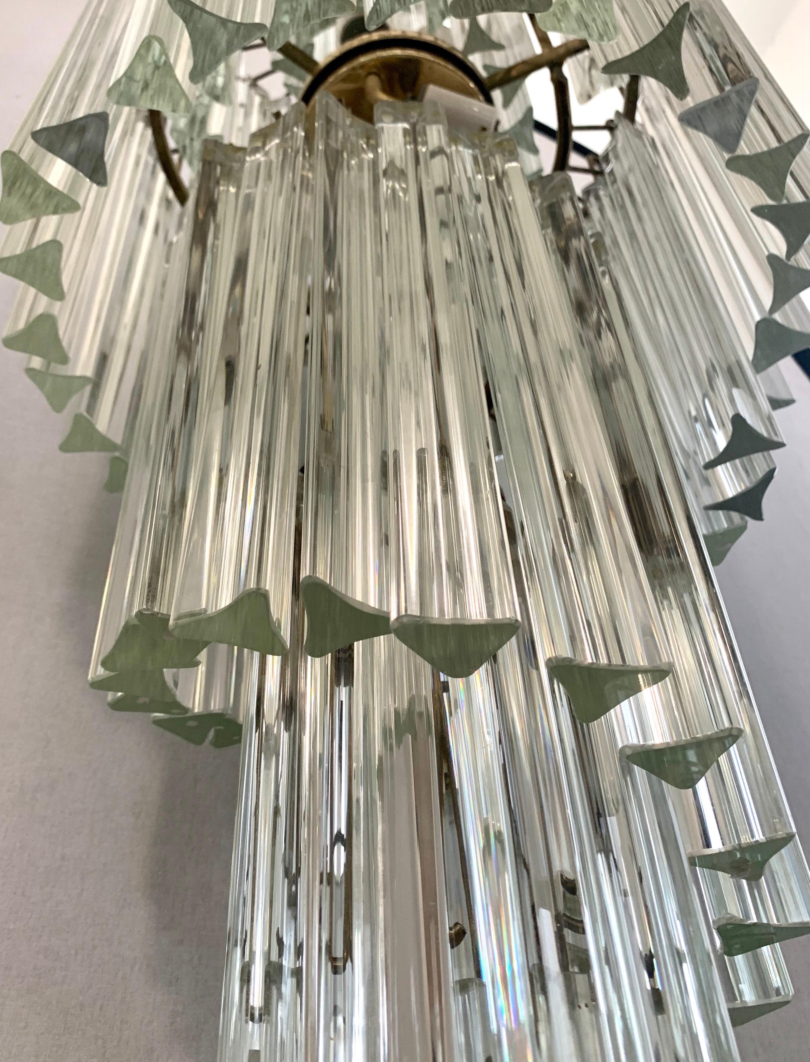 Mid-Century Modern Tall Camer Glass Waterfall Four Foot Tall Chandelier In Good Condition For Sale In West Hartford, CT