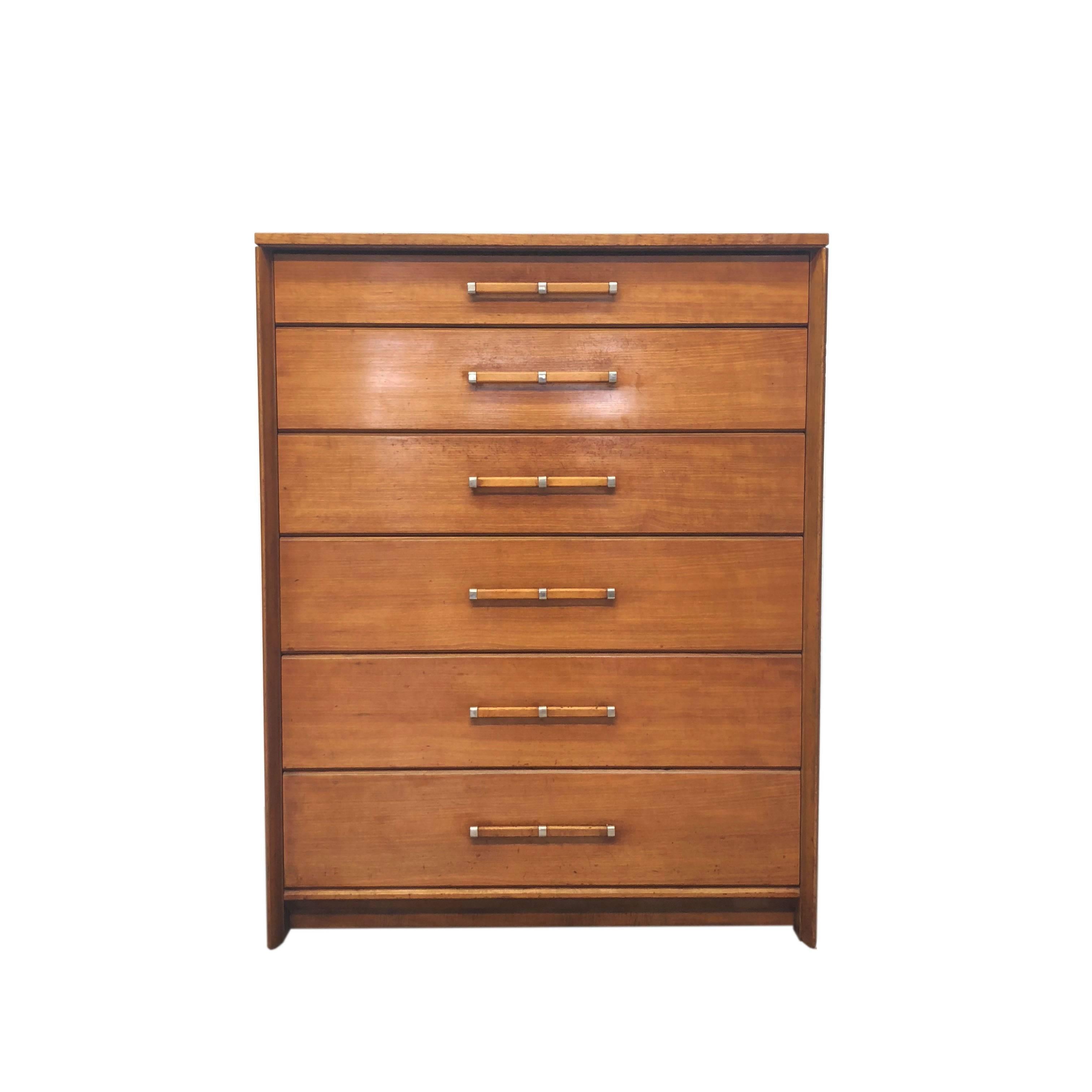 Mid-Century Modern Tall Dresser by John Stuart for Johnson Furniture In Good Condition For Sale In New Hyde Park, NY