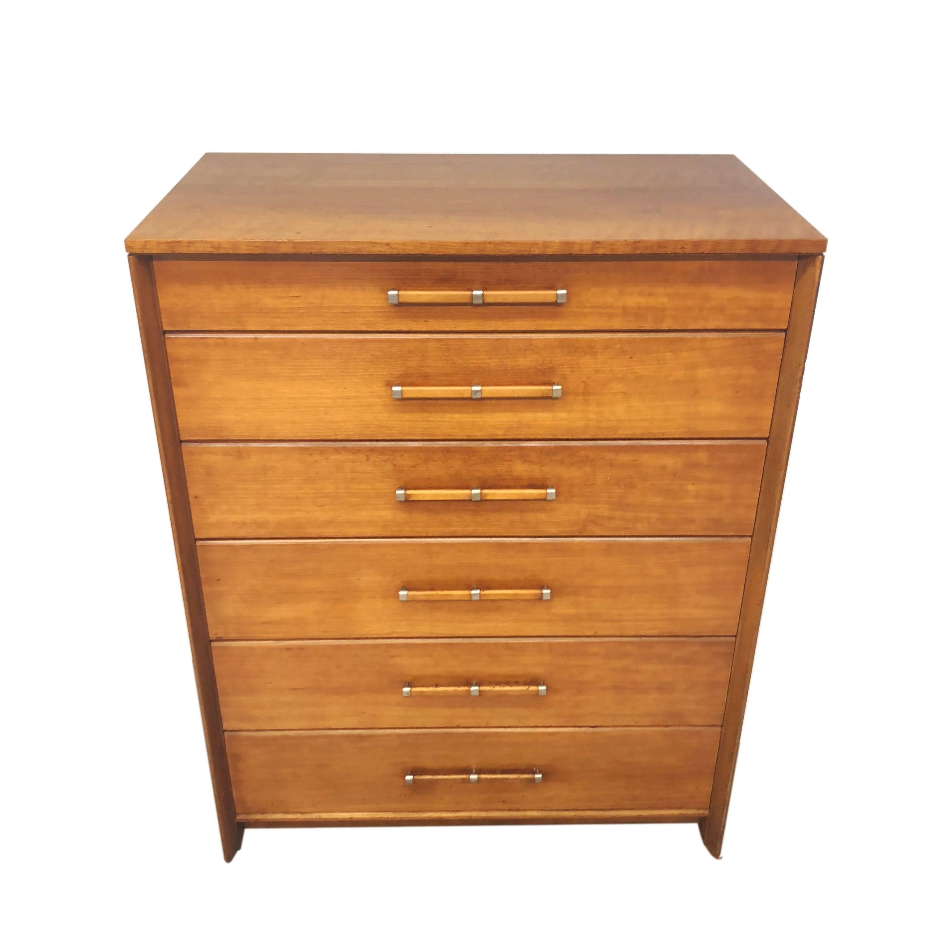 Wood Mid-Century Modern Tall Dresser by John Stuart for Johnson Furniture For Sale