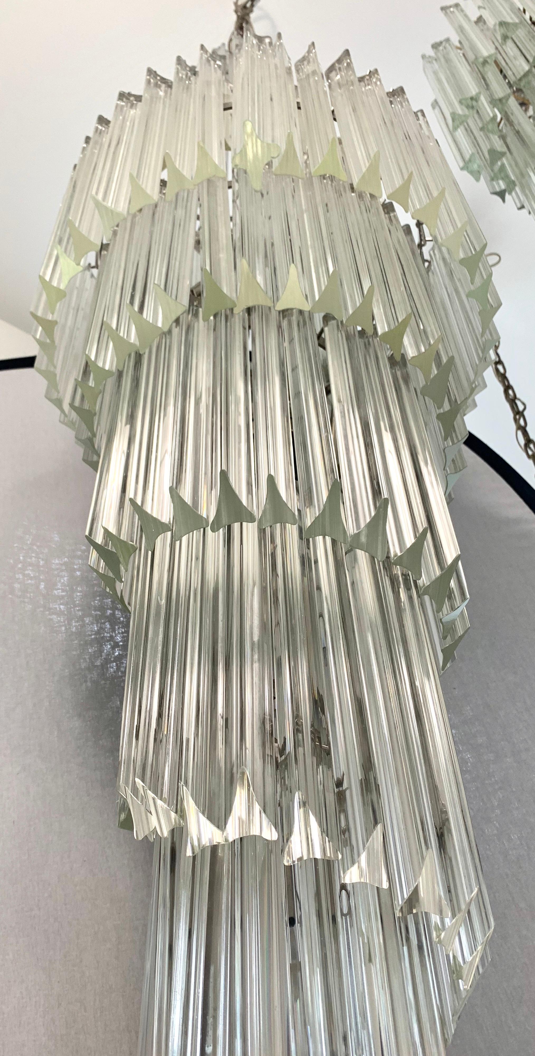 Mid-Century Modern Tall Extra Large Camer Glass Grand Foyer Entrance Chandelier im Angebot 2