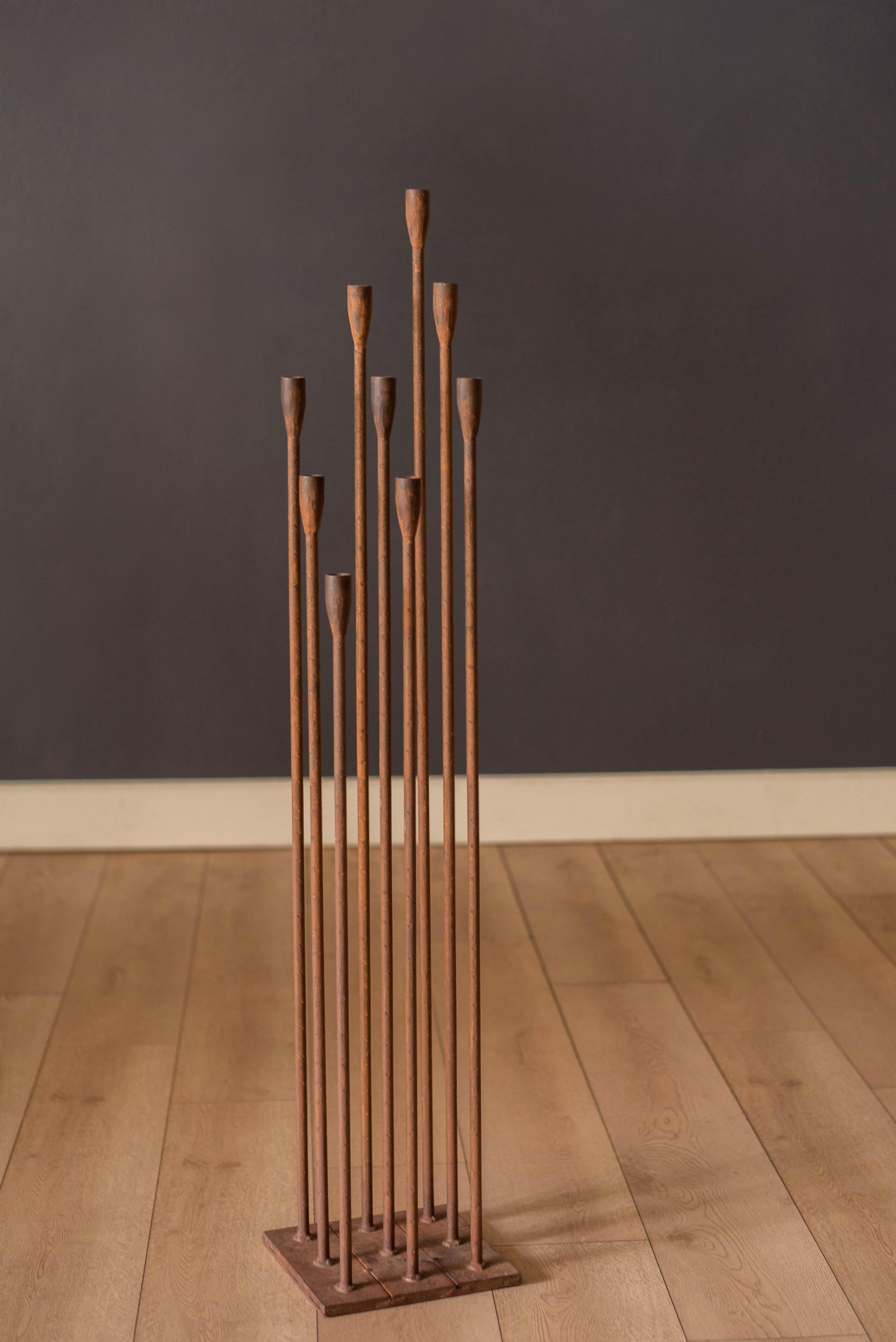 Mid-Century Modern Mid Century Modern Tall Floor Standing Cast Iron Candelabra For Sale