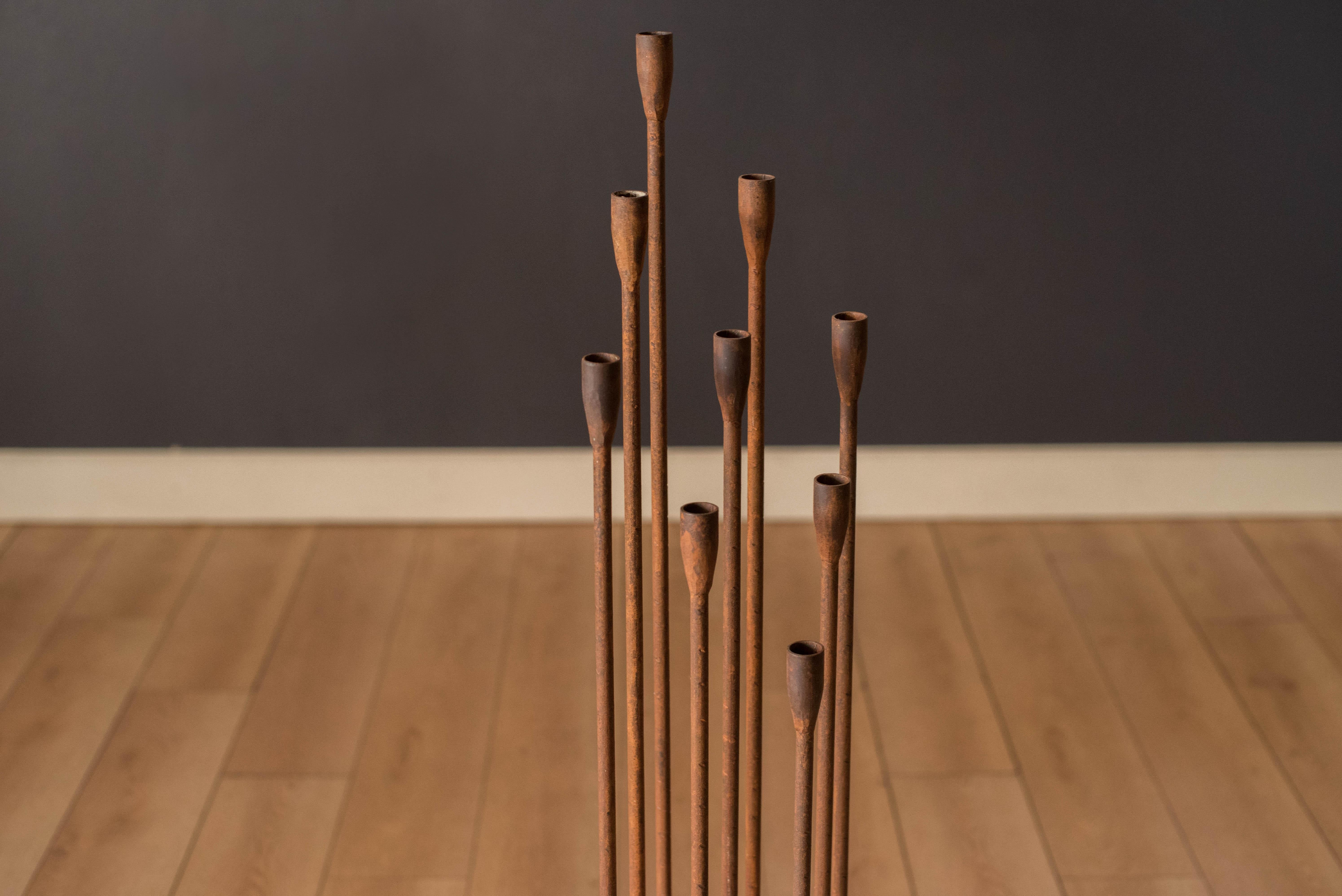 Mid Century Modern Tall Floor Standing Cast Iron Candelabra For Sale 3