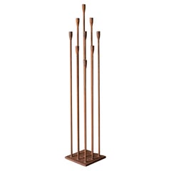 Mid Century Modern Tall Floor Standing Cast Iron Candelabra