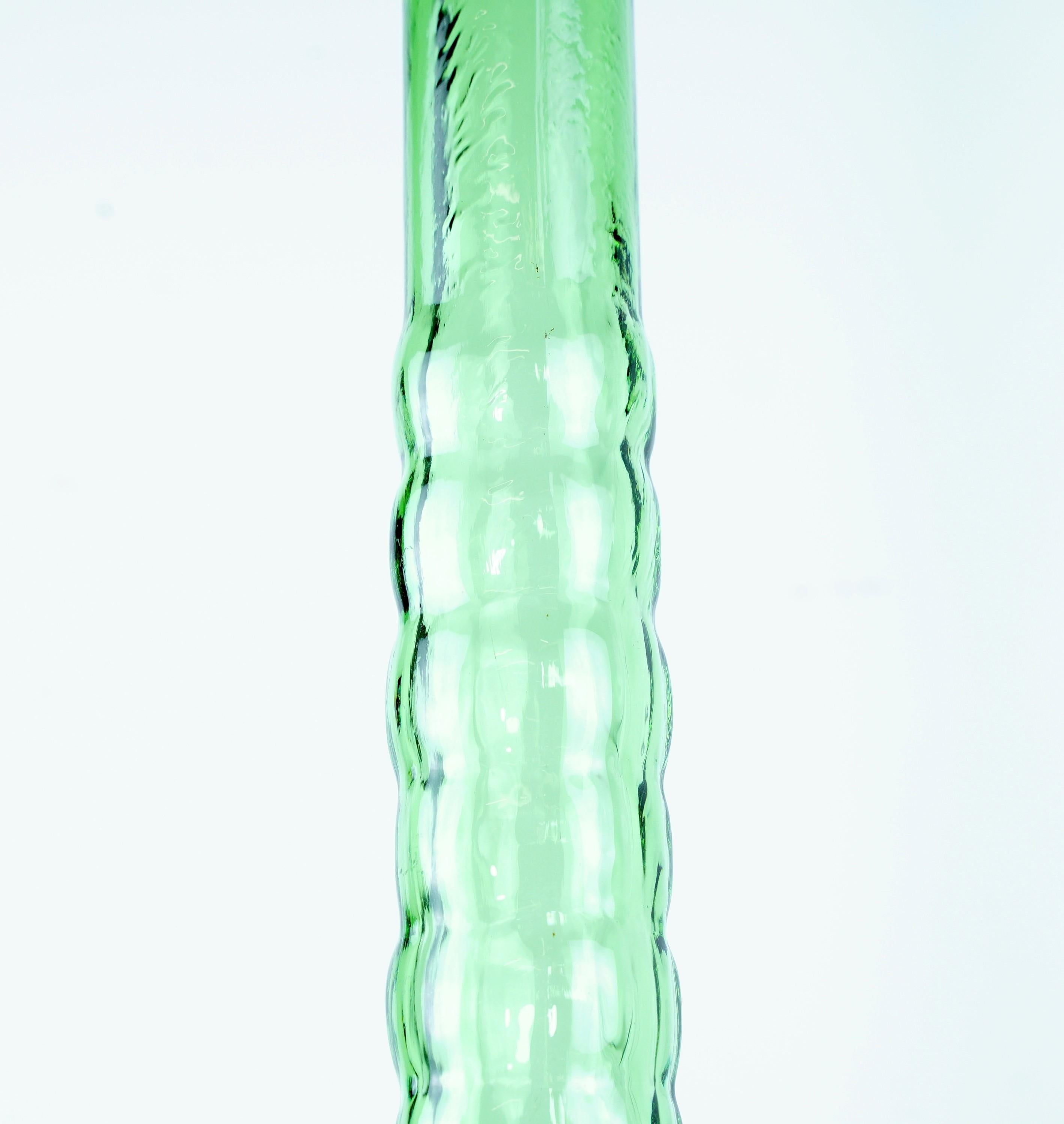 20th Century Mid-Century Modern Tall Green Art Glass Bottle Vase
