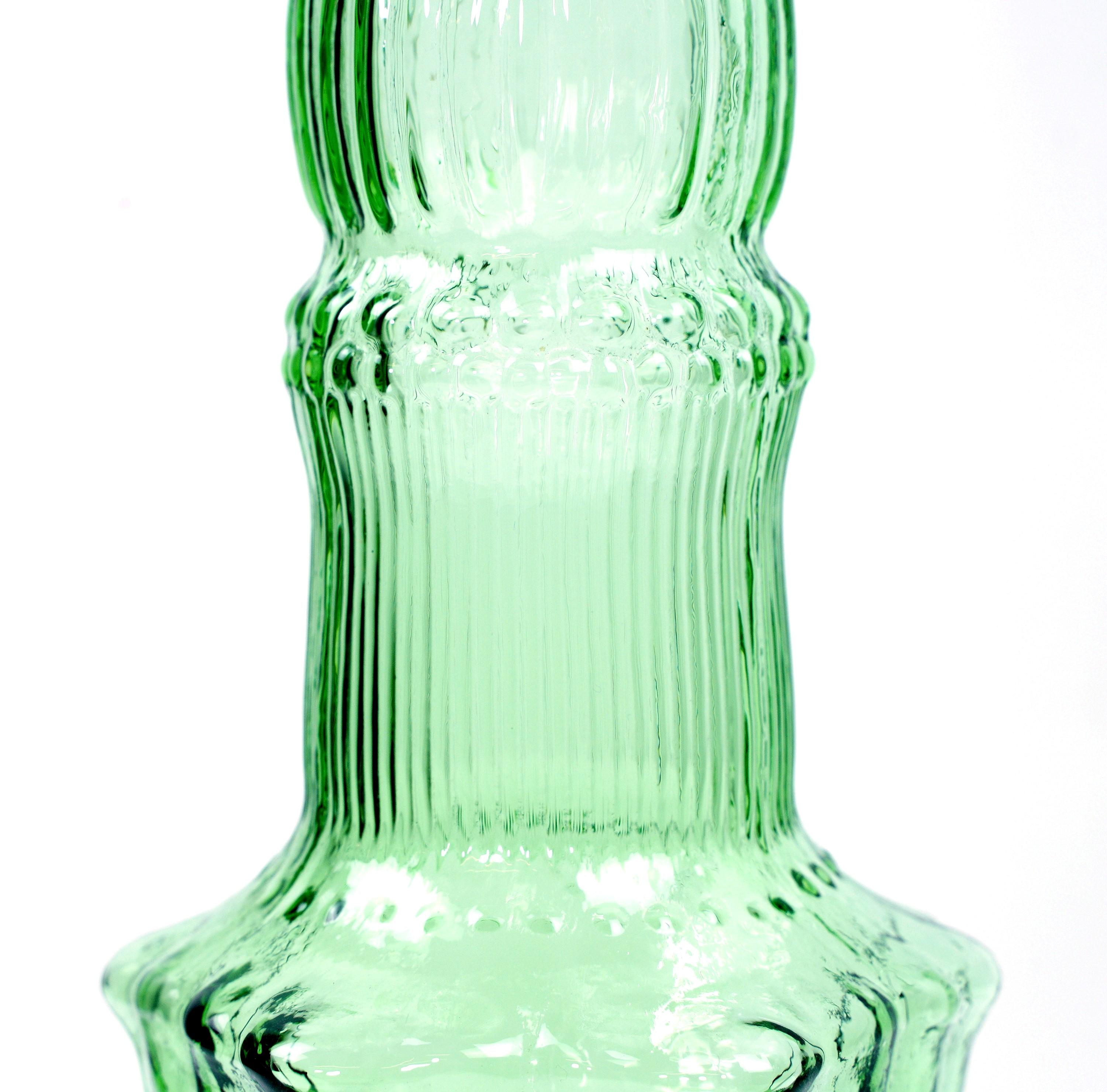 Mid-Century Modern Tall Green Art Glass Bottle Vase 2
