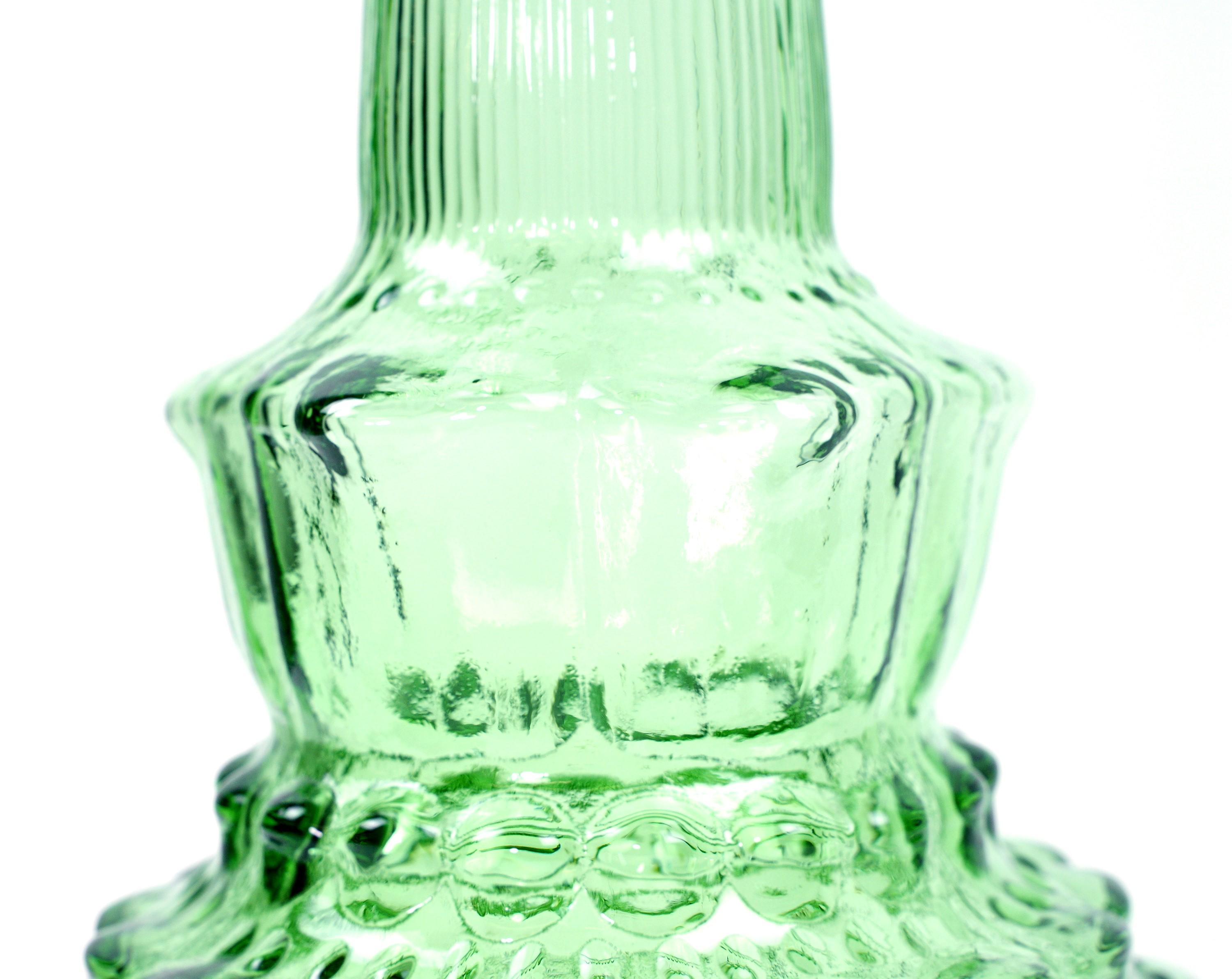Mid-Century Modern Tall Green Art Glass Bottle Vase 3