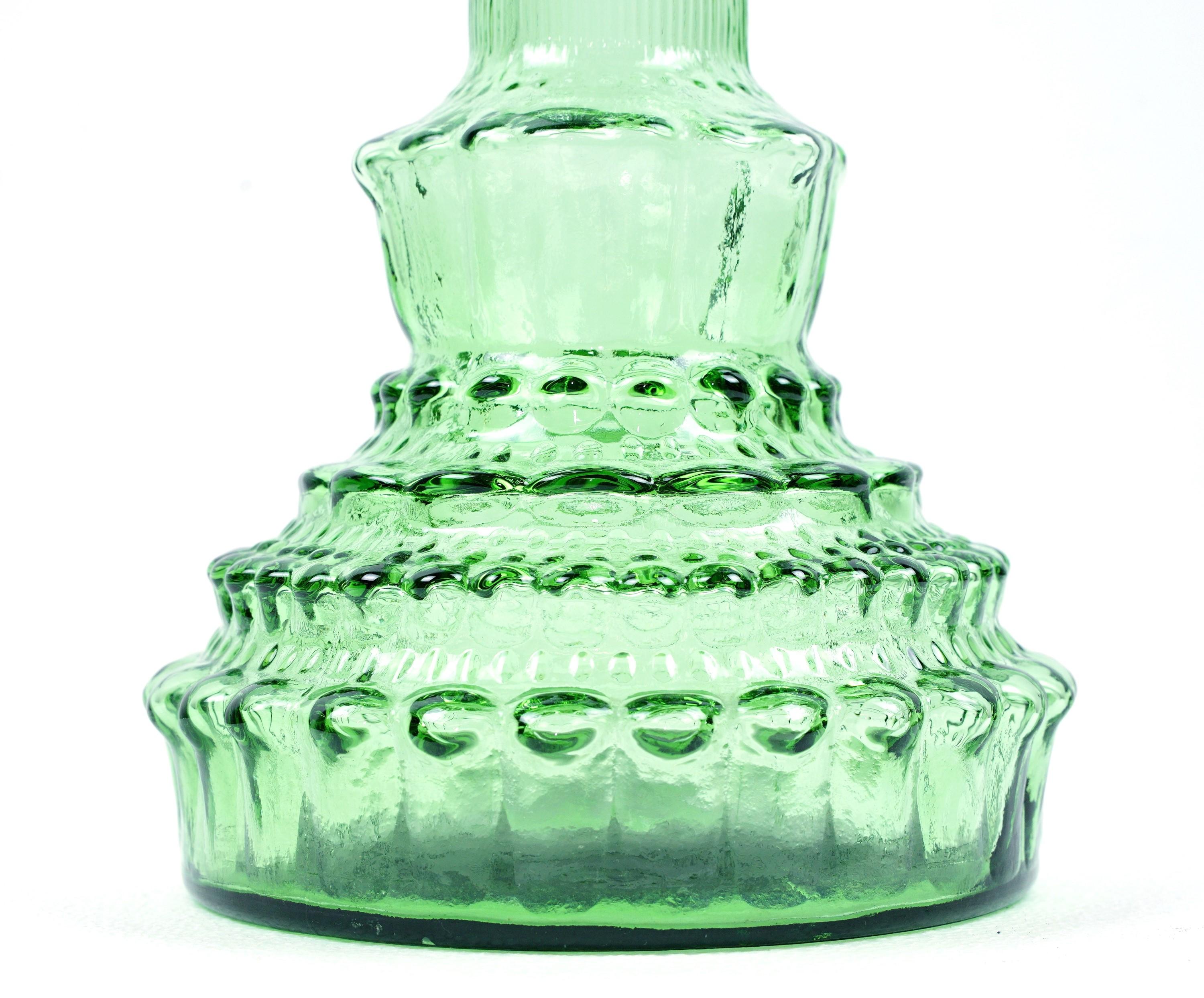 Mid-Century Modern Tall Green Art Glass Bottle Vase 4