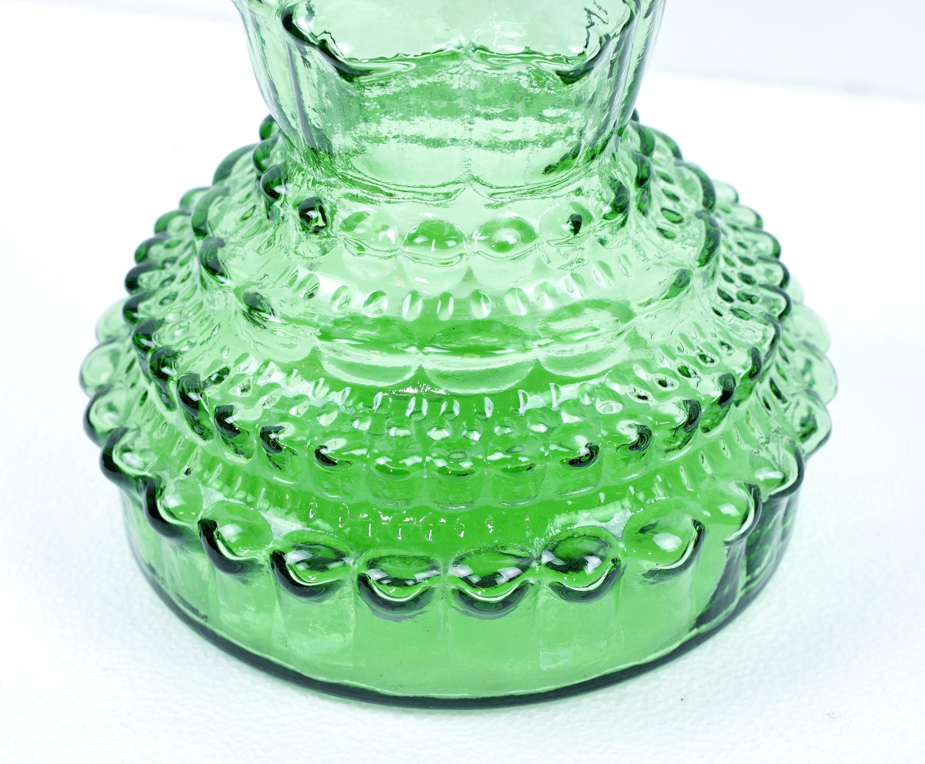 Mid-Century Modern Tall Green Art Glass Bottle Vase 5