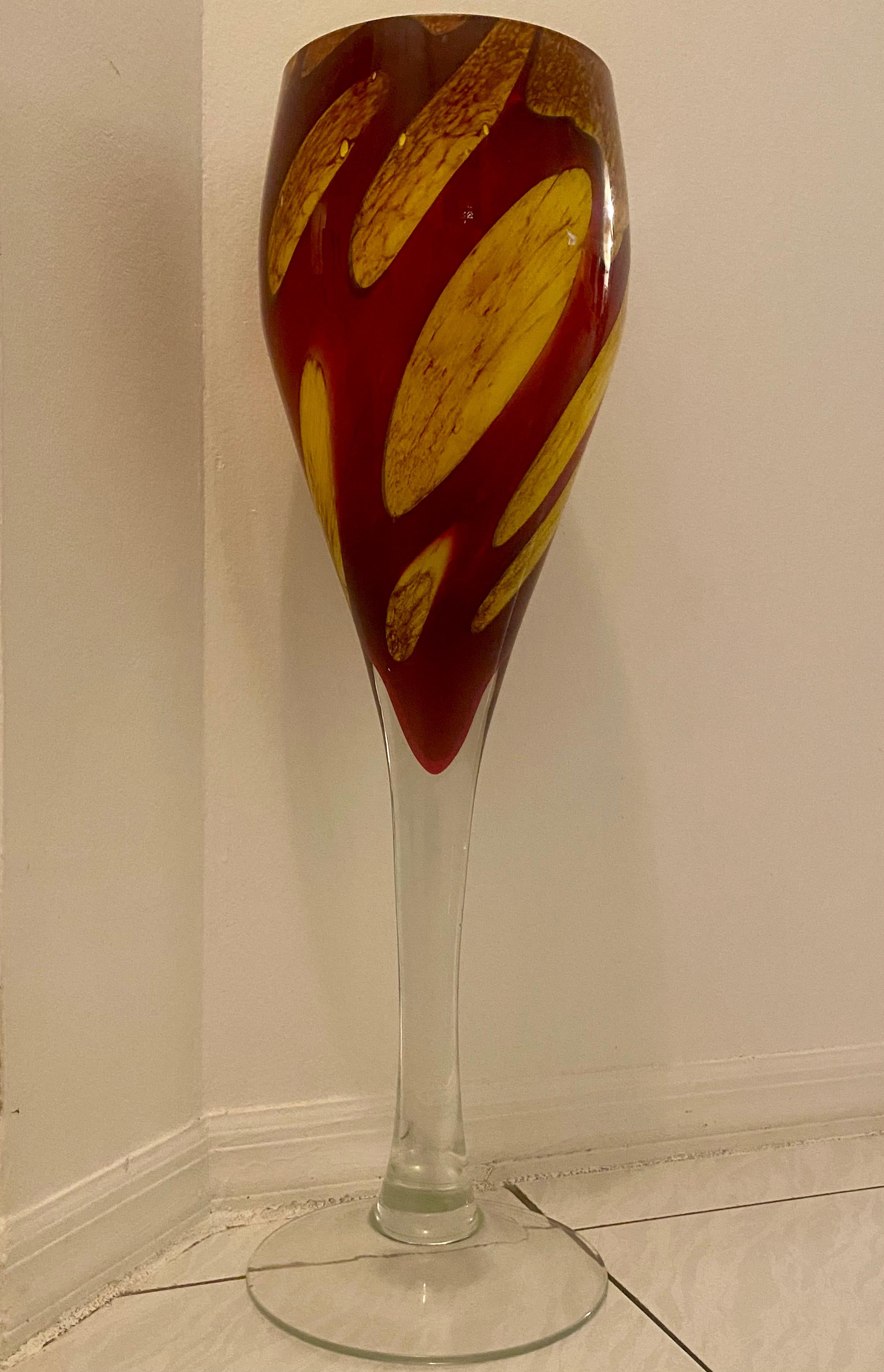 Mid-Century Modern Tall Murano Glass Coupe Vase For Sale 4