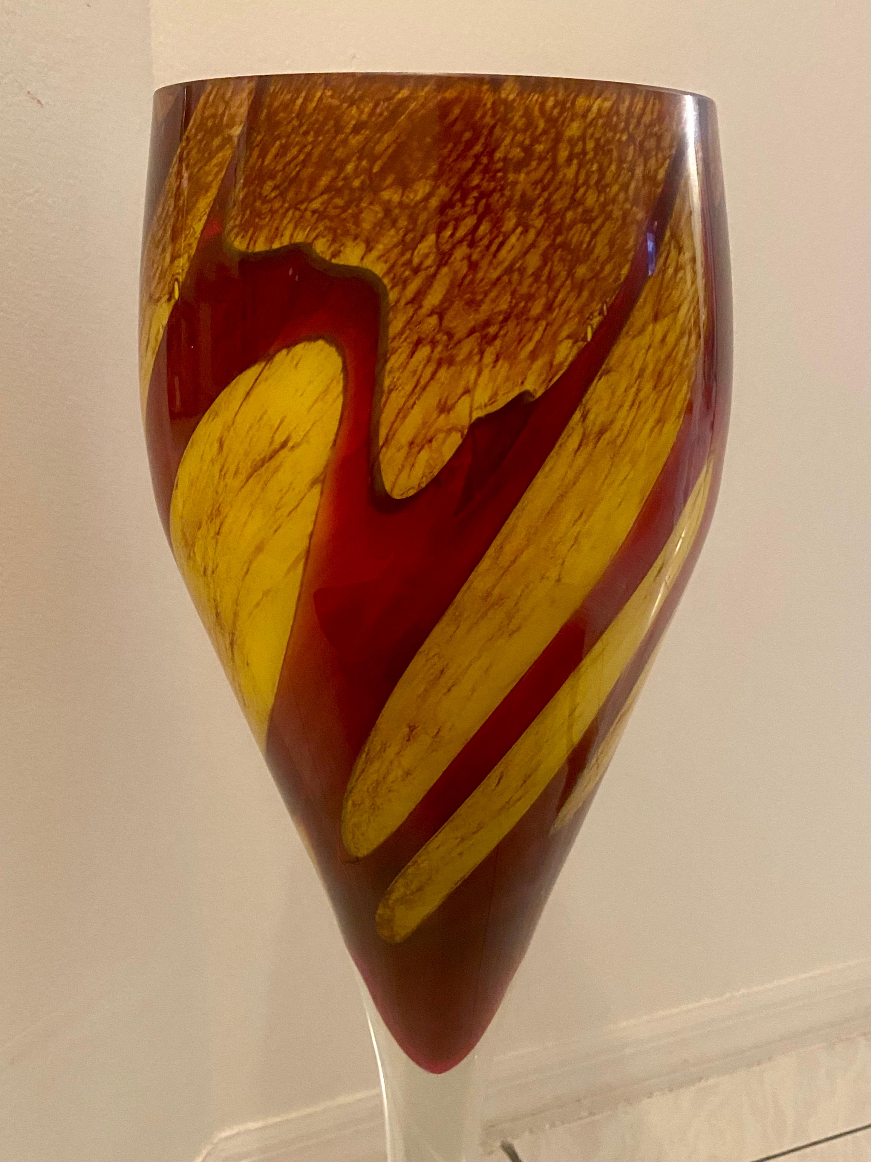 Mid-Century Modern Tall Murano Glass Coupe Vase For Sale 9